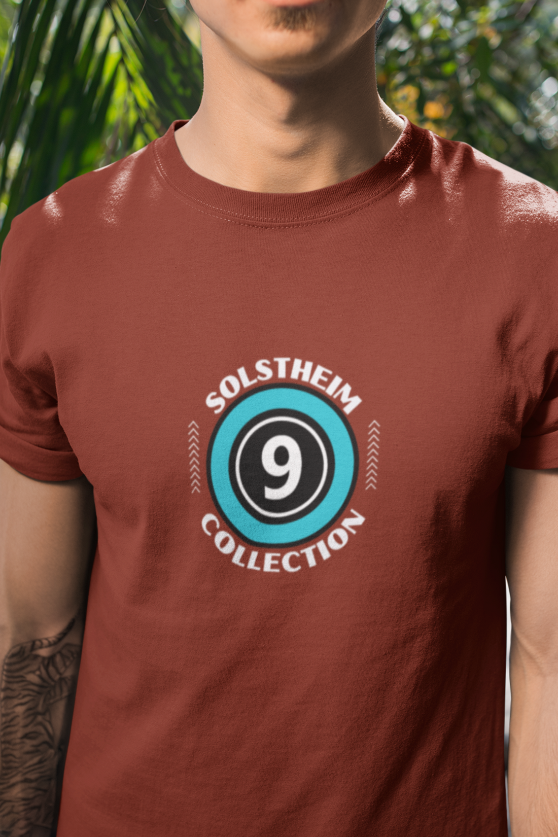 Round Neck Half Sleeves T-Shirt with Number 9 Design