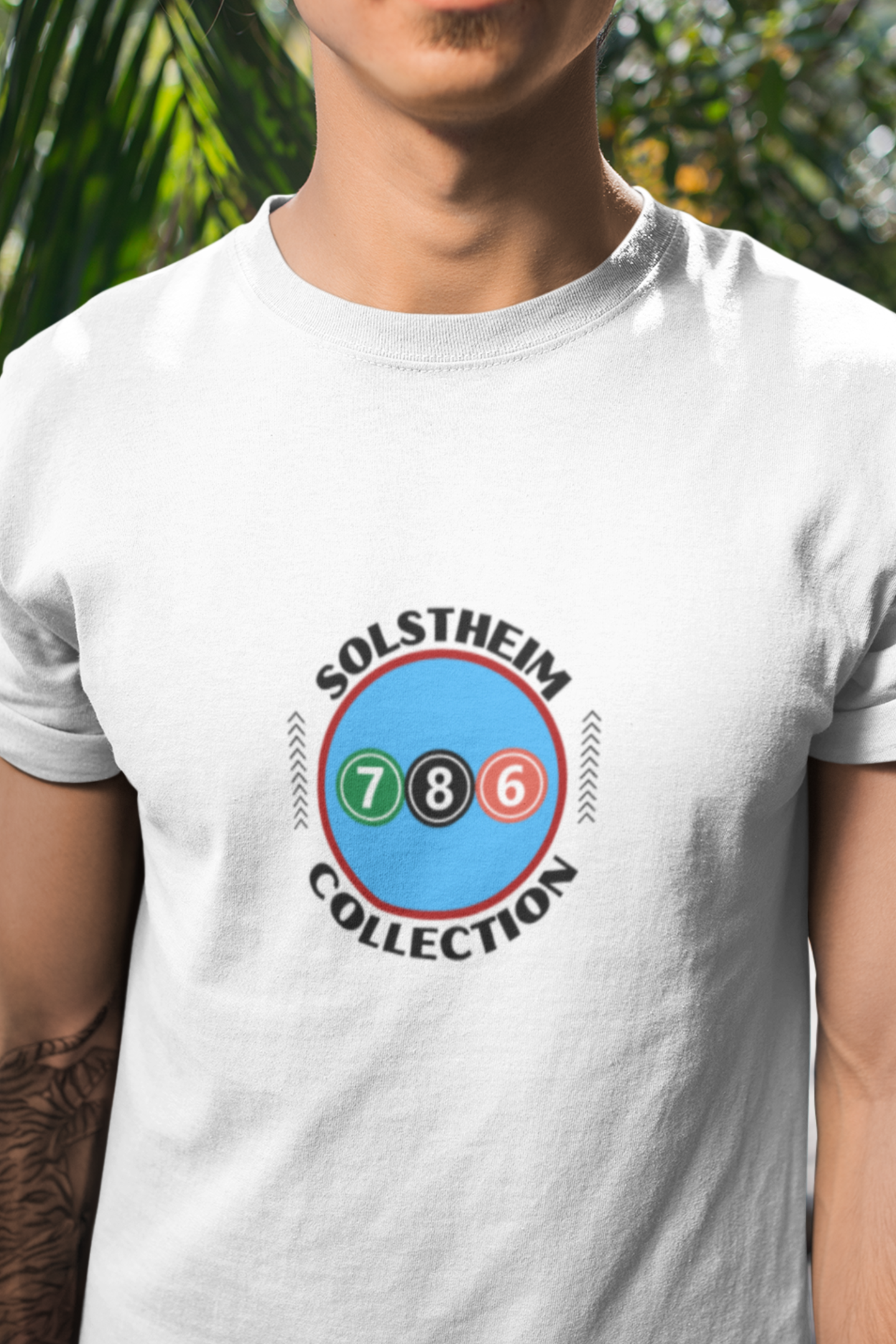 Round Neck Half Sleeves T-Shirt with Number 786 Design