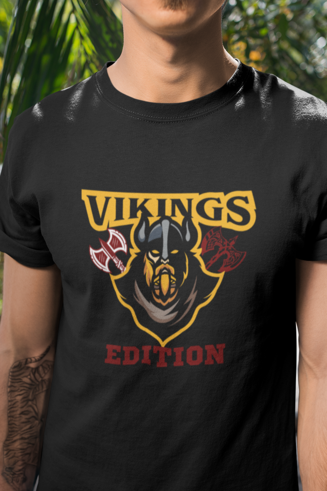 Round neck Half sleeves Tshirt with design with Viking Edition