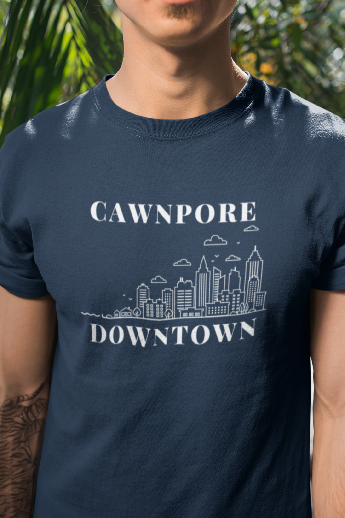 Round neck Half sleeves Tshirt with design of Cawnpore Downtown