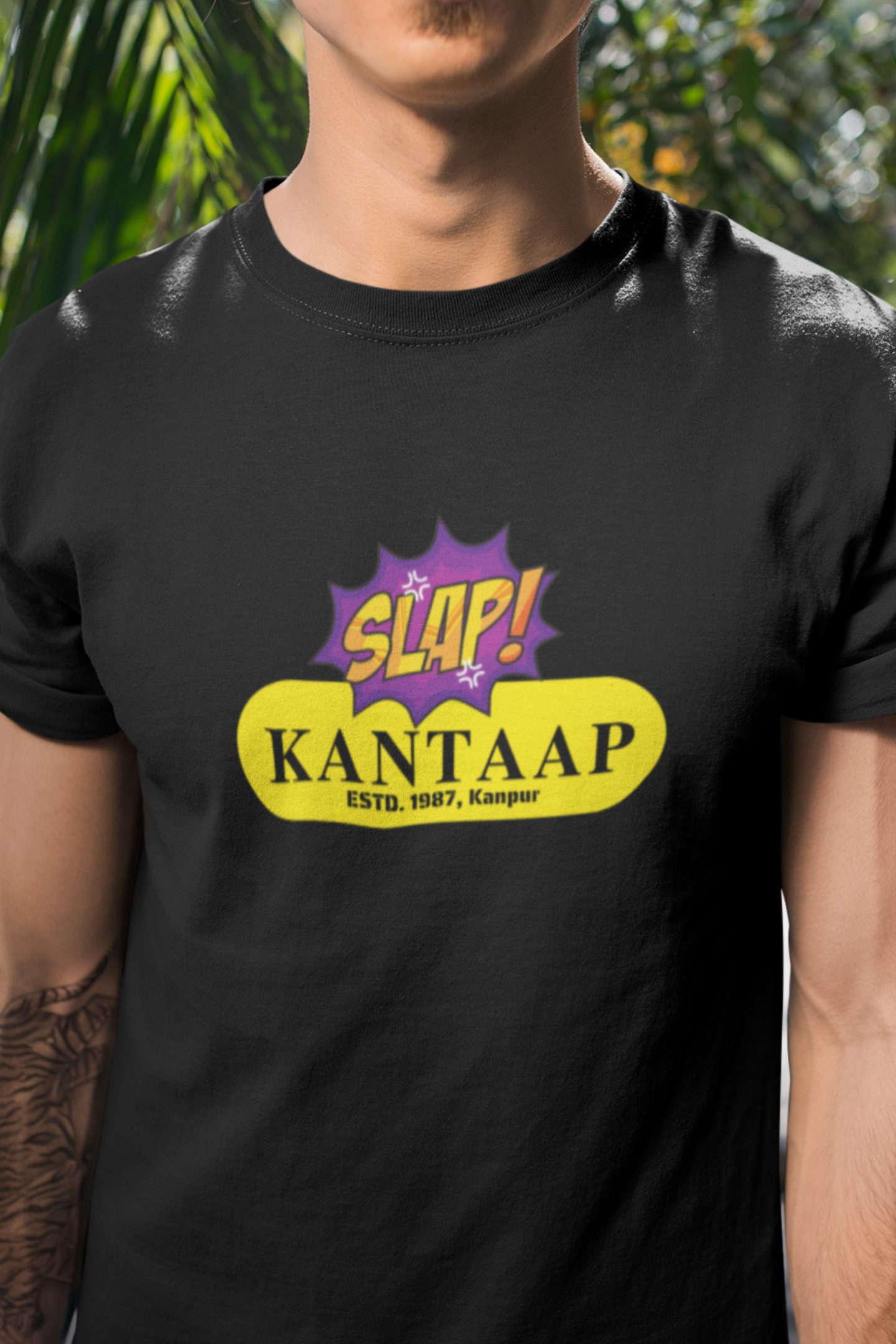 Round neck Half sleeves Tshirt with design of Cawnpore Kantaap