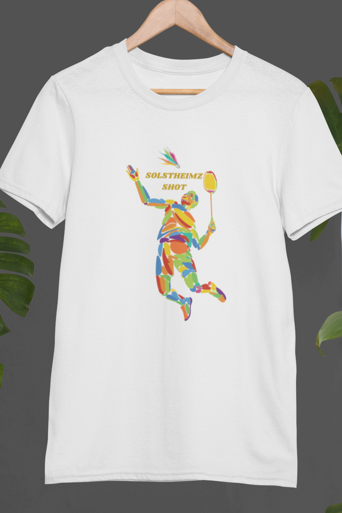 Round neck Half  sleeves Tshirt with Badminton design