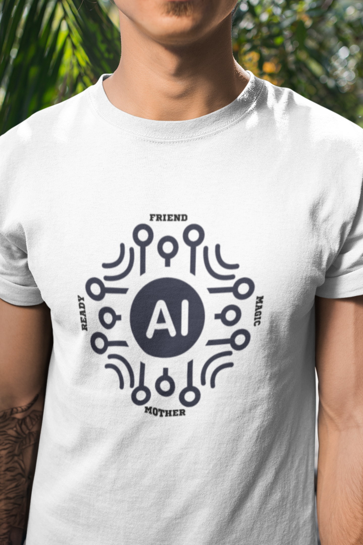 Round neck Half  sleeves Tshirt with AI Indian language connection