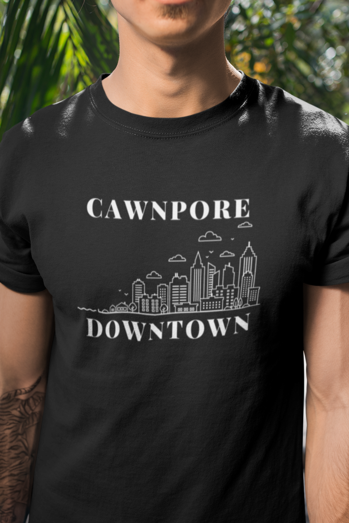 Round neck Half sleeves Tshirt with design of Cawnpore Downtown