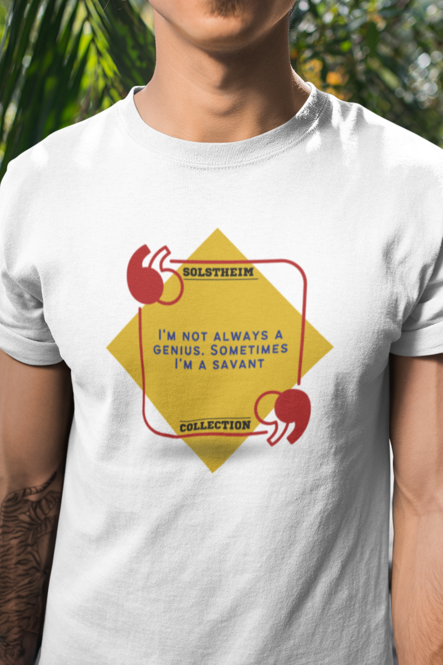 Round neck Half sleeves Tshirt with design with Quote Genius Savant