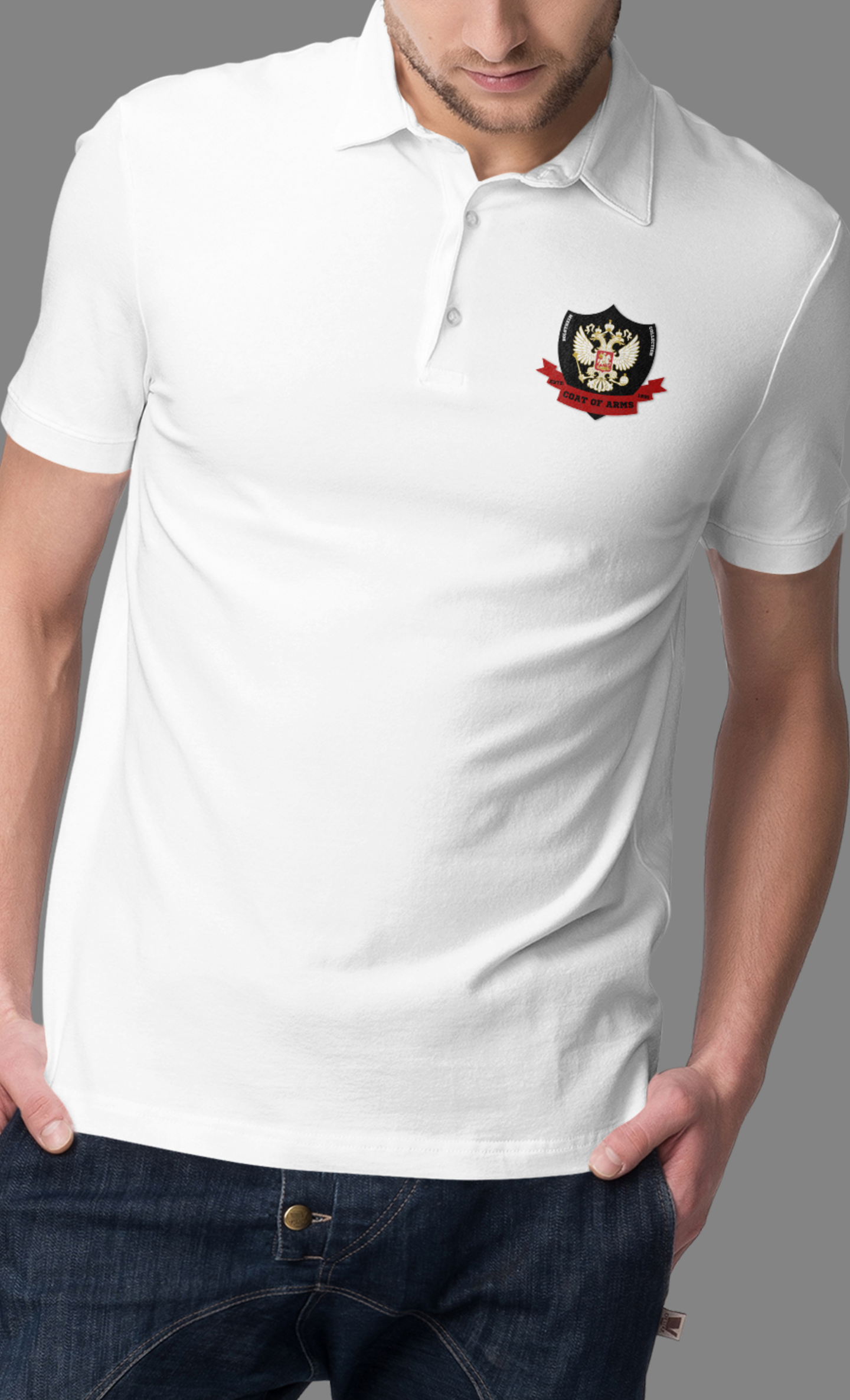 Polo Tshirt with Coat of Arms Black