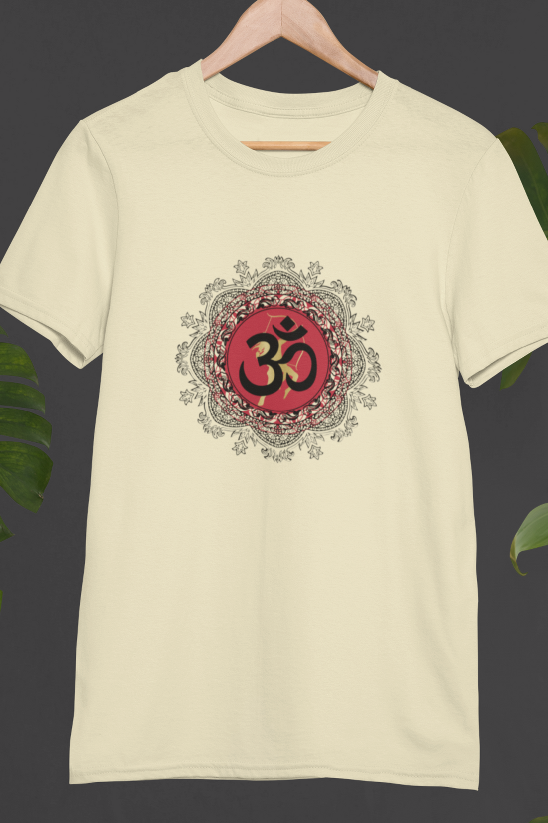 Round neck Half sleeves Tshirt with Dual printed design of Om and RamDhyan