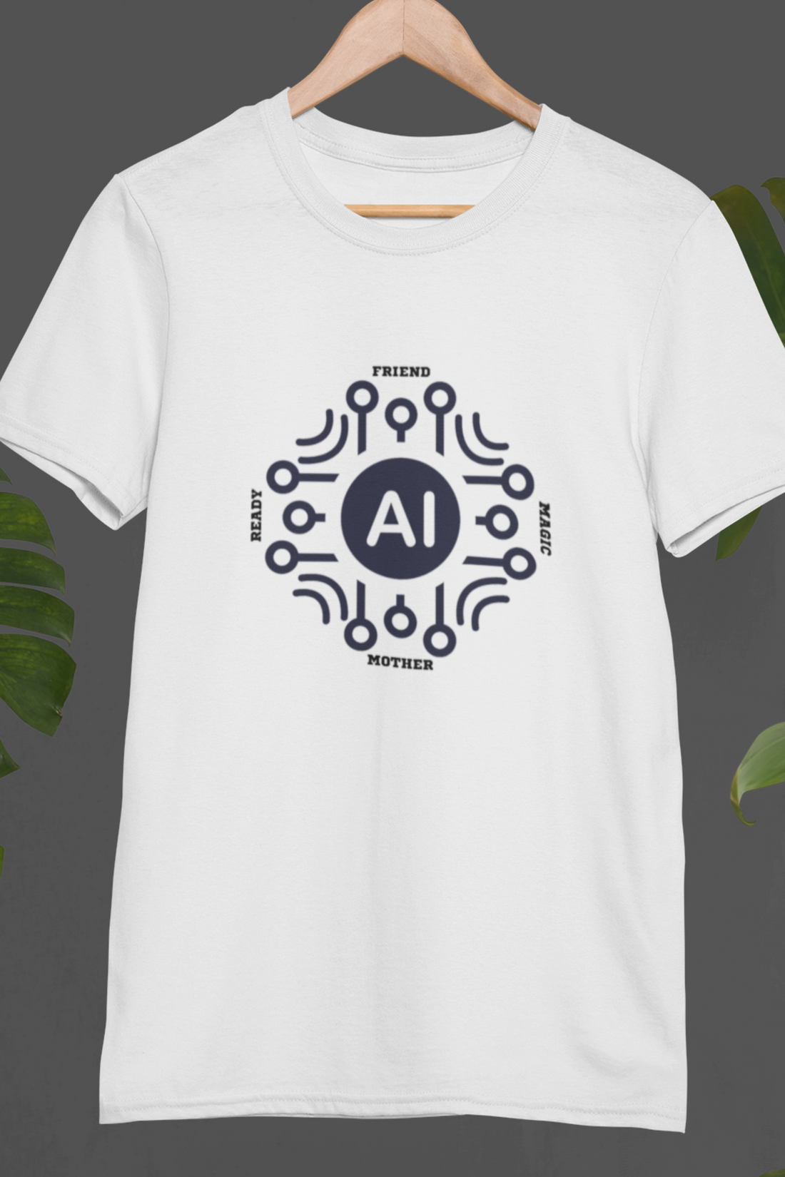 Round neck Half  sleeves Tshirt with AI Indian language connection