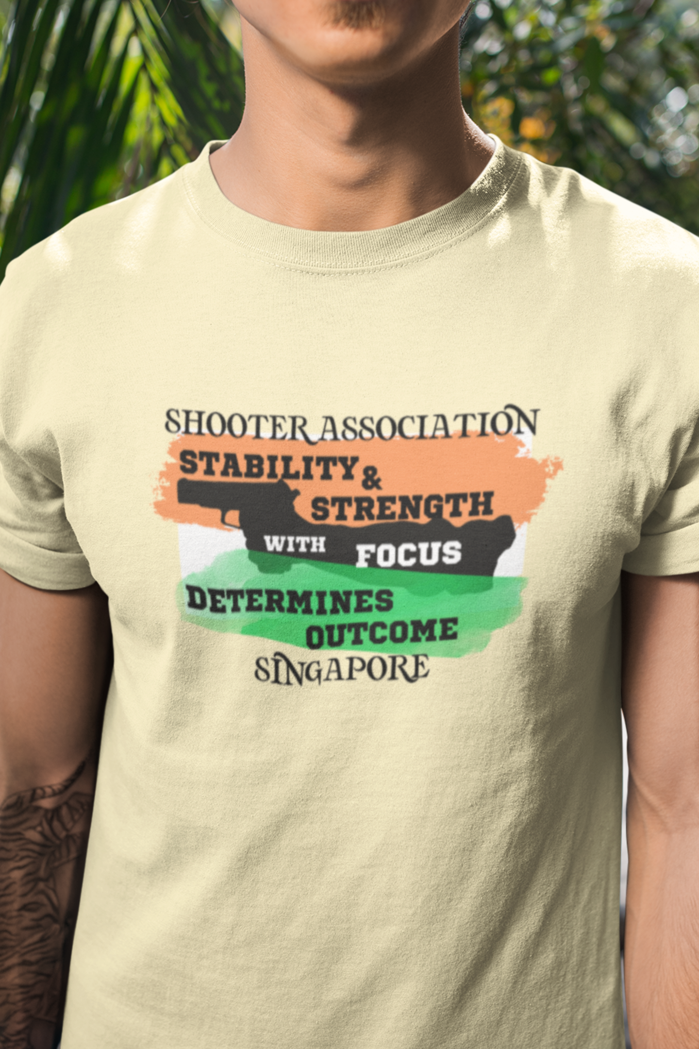 Round neck Half sleeves Tshirt with India Singapore Shooter Association