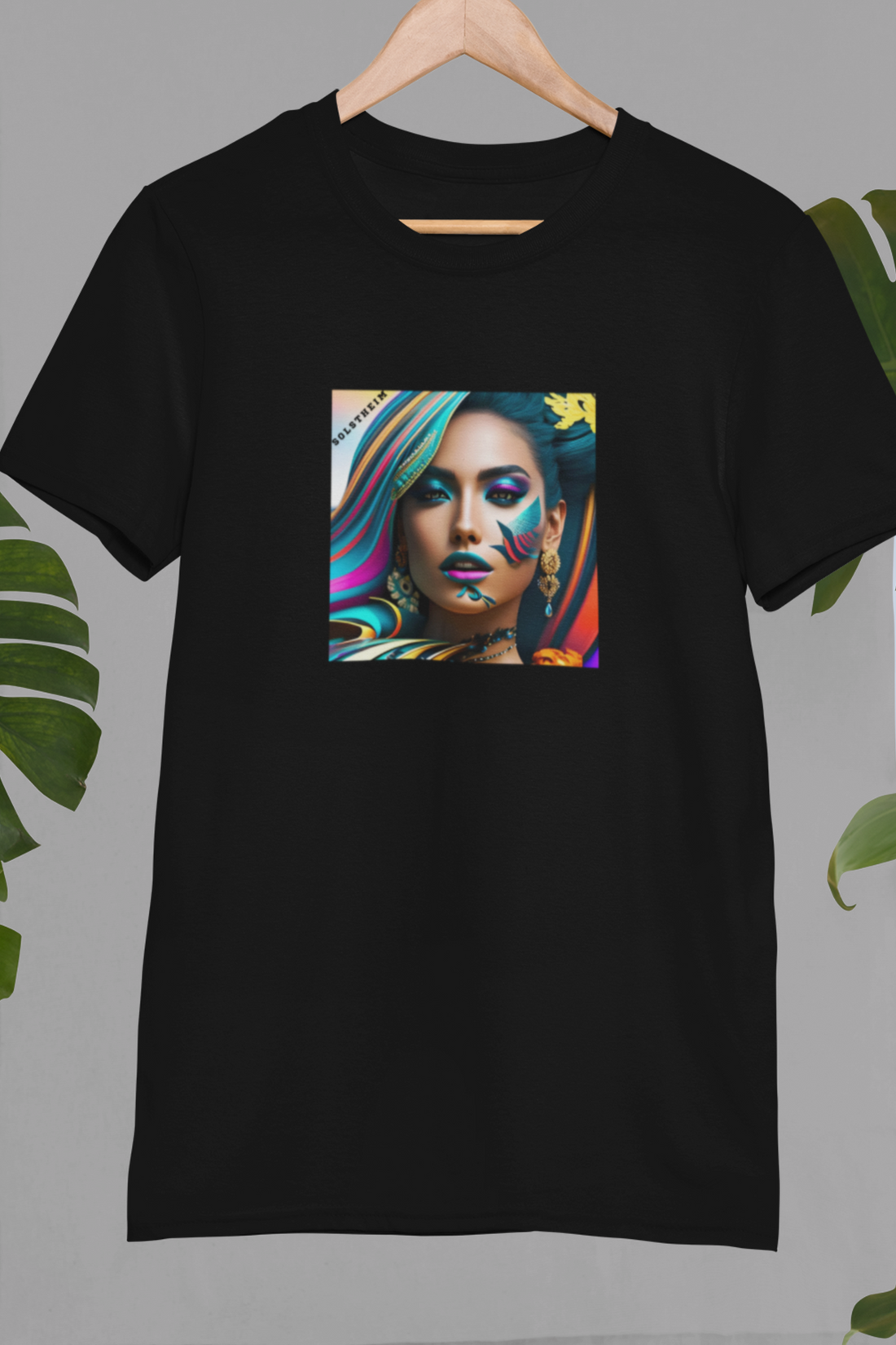 Round neck Half sleeves Tshirt with design of Woman Art