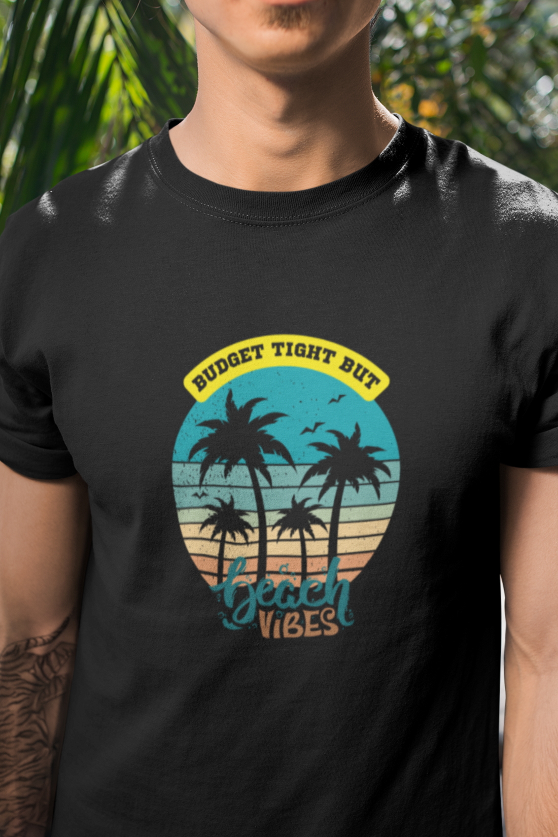 Round neck Half sleeves Tshirt with design of Cool Beach Vibes