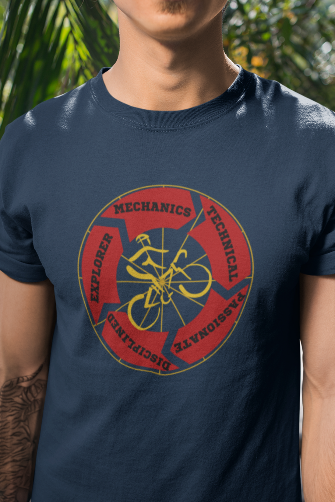 Round neck Half sleeves Tshirt with Cyclist attributes design