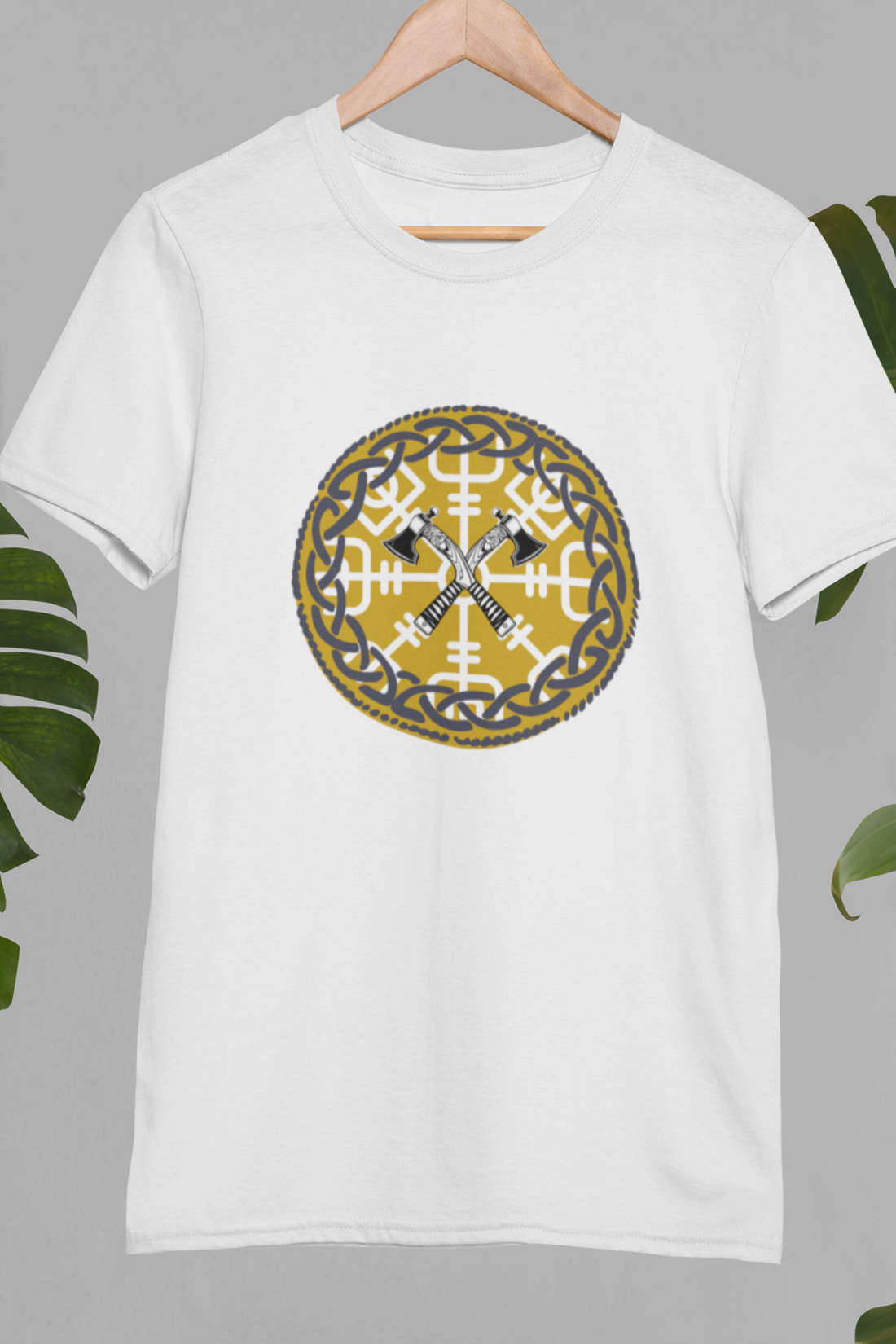 Round neck Half  sleeves Tshirt with Nordic Sword Symbol