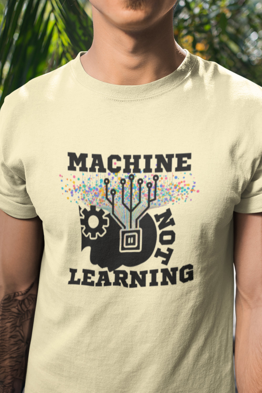 Round neck Half  sleeves Tshirt with Machine Not Learning