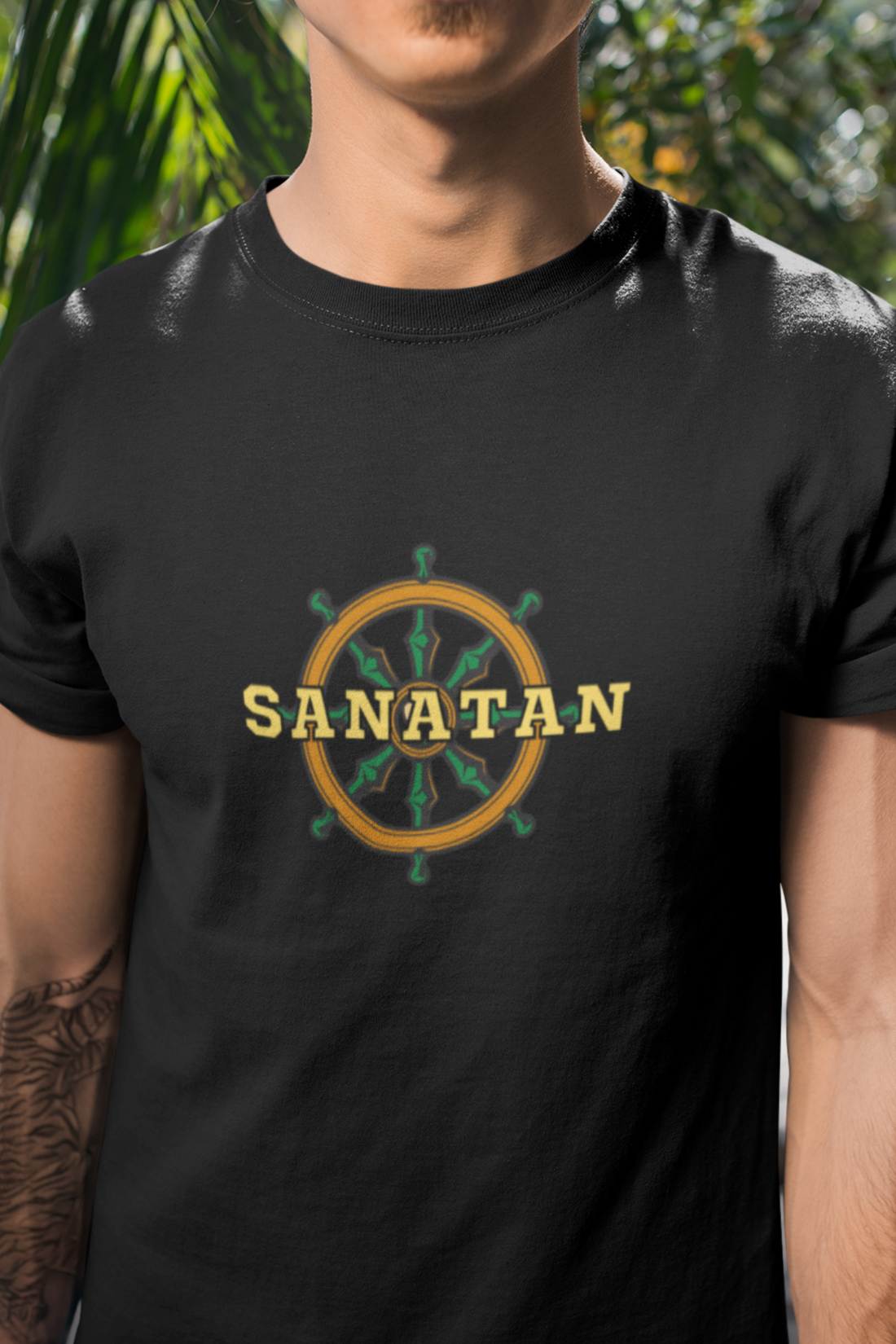 Round Neck Half Sleeves T-Shirt with Sanatan Design