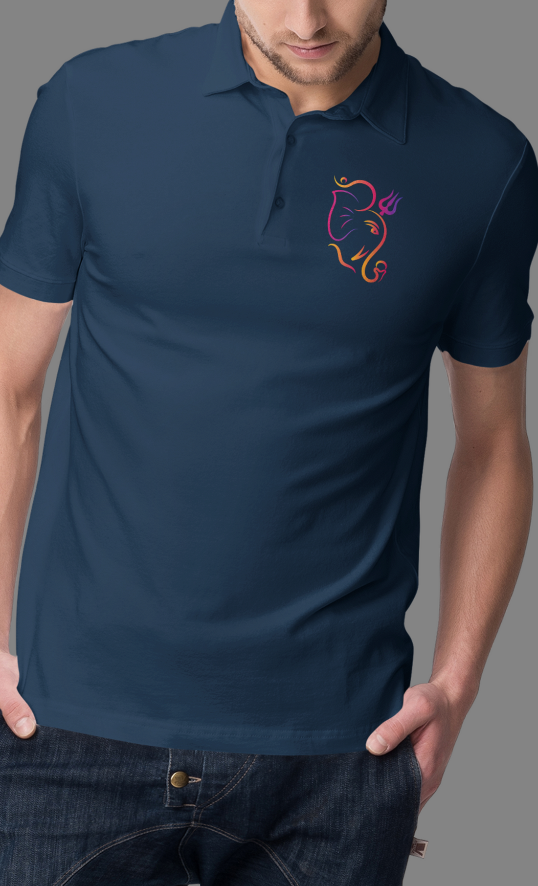 Polo Tshirt with Ganesha Trishul Trident