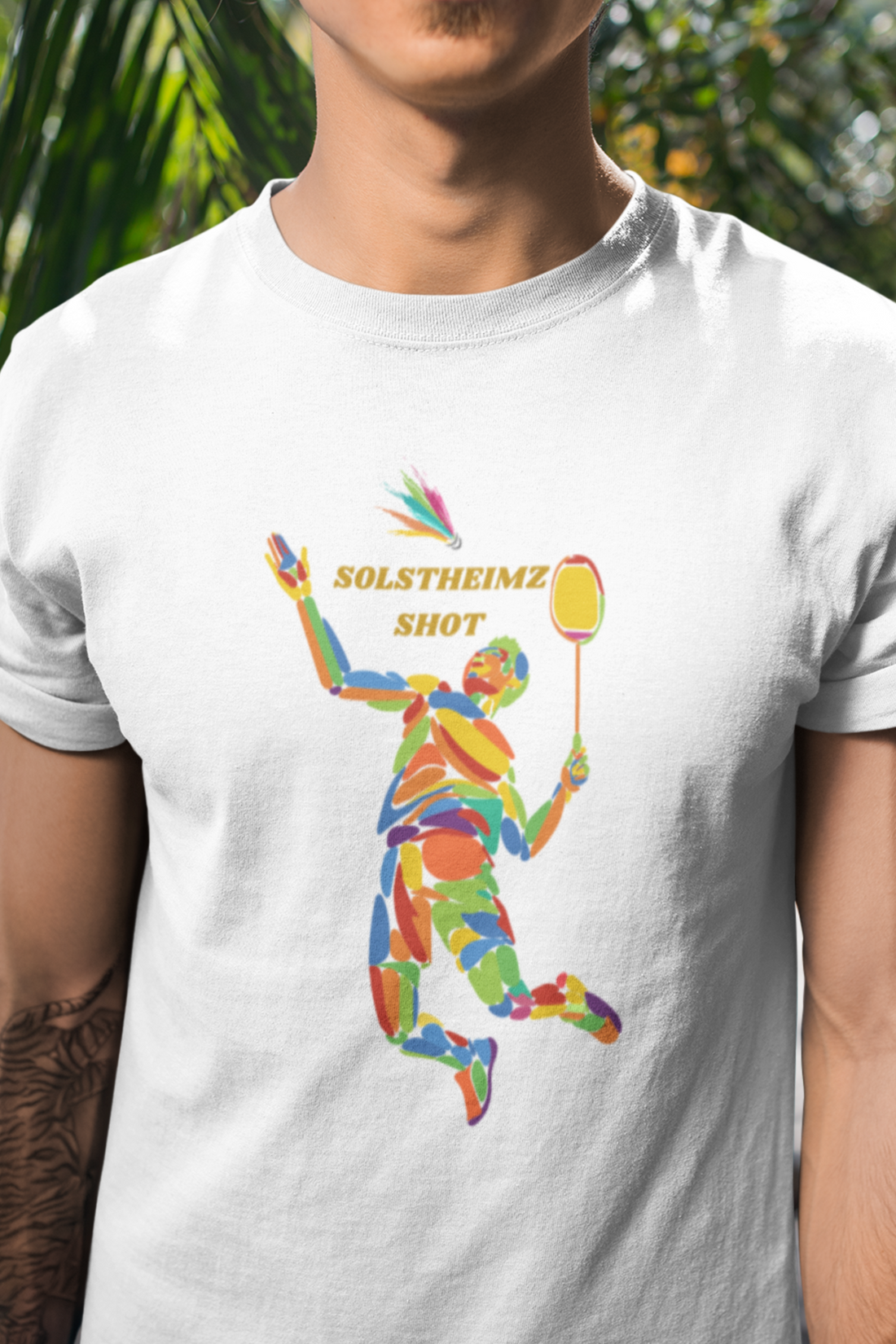 Round neck Half  sleeves Tshirt with Badminton design