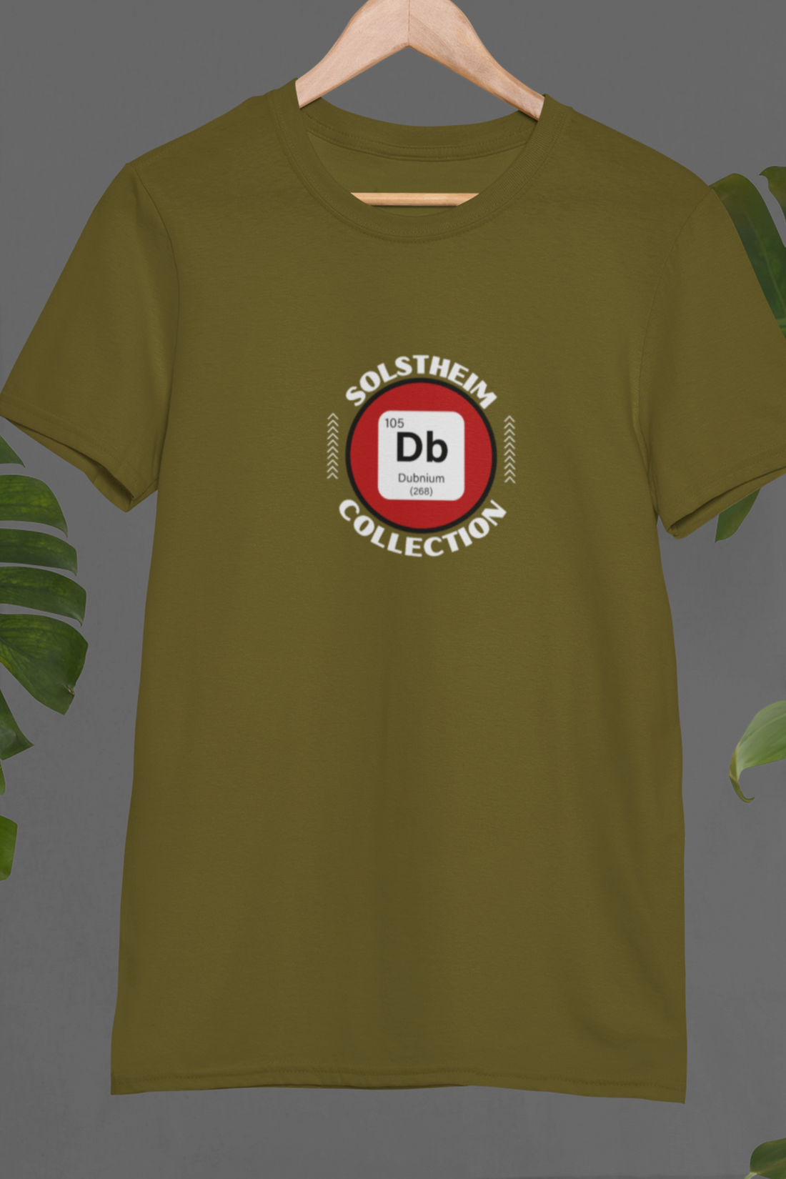 Round Neck Half Sleeves T-Shirt with Db 105 Dubnium Number Design