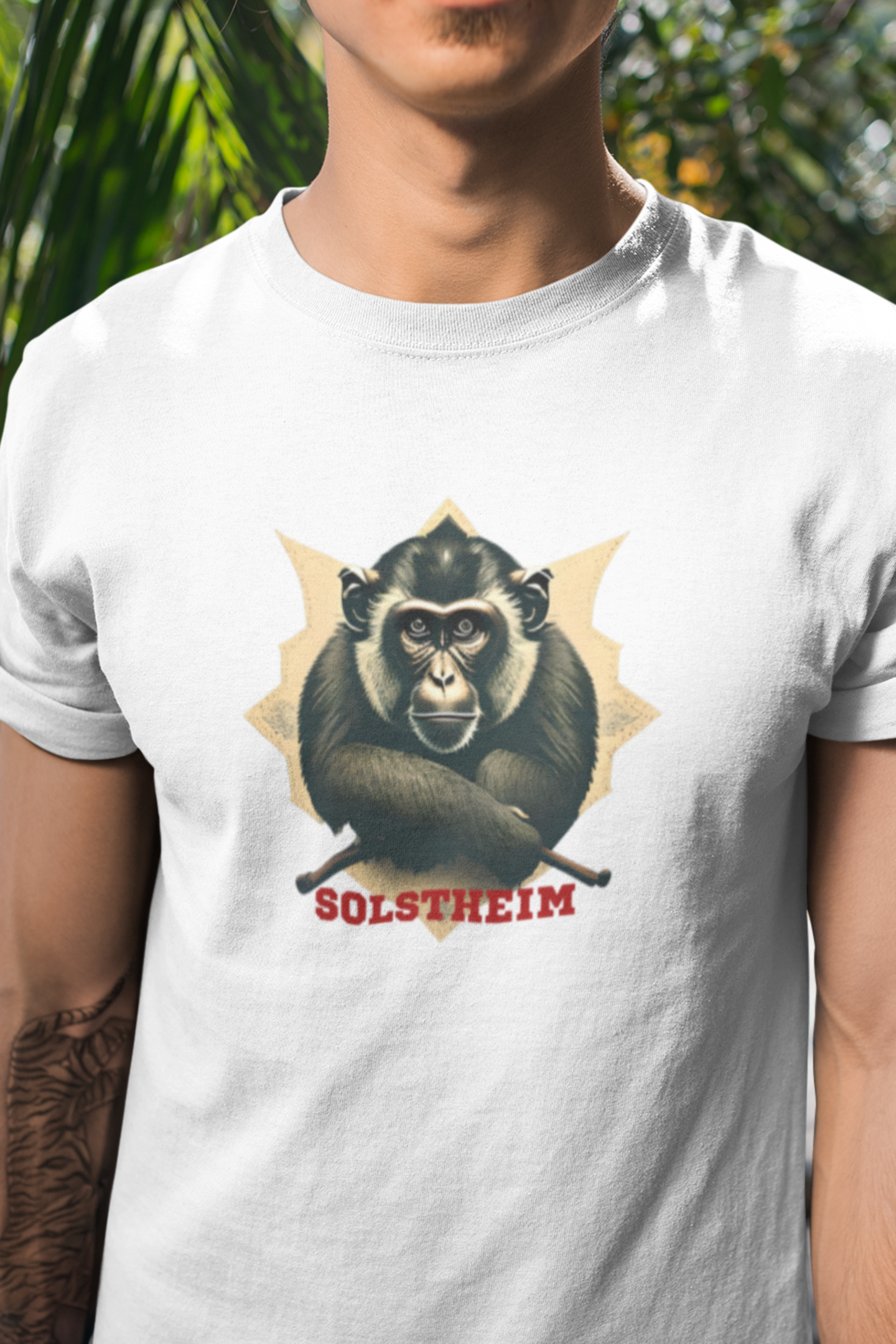 Round Neck Half Sleeves T-Shirt with Gun Monkey