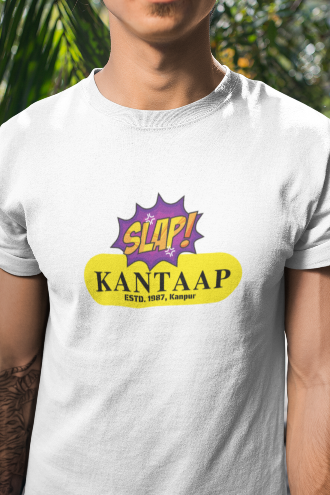 Round neck Half sleeves Tshirt with design of Cawnpore Kantaap