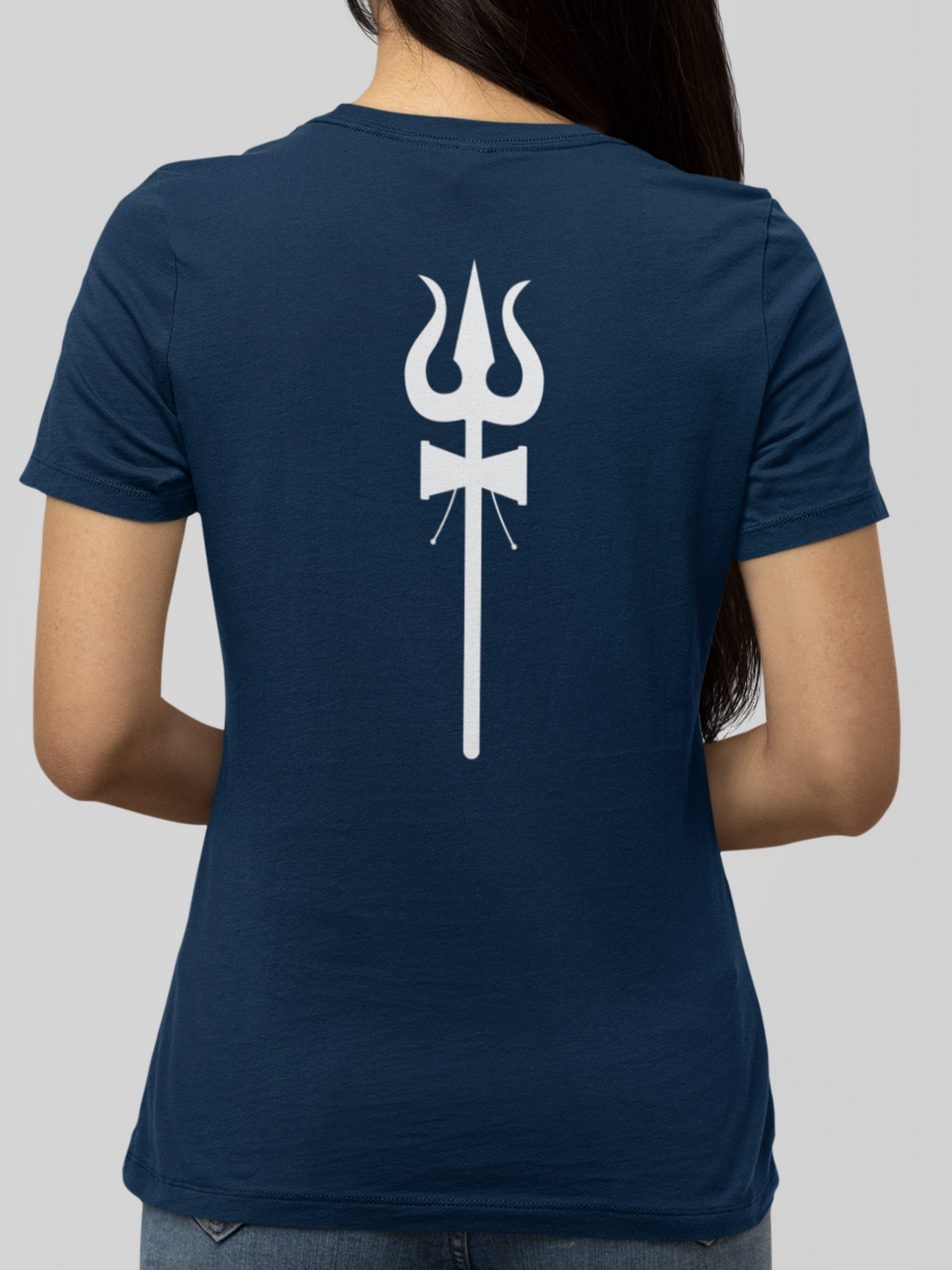 Round neck Half sleeves Tshirt with Dual print of Trayam Bhakam and Trishool on back