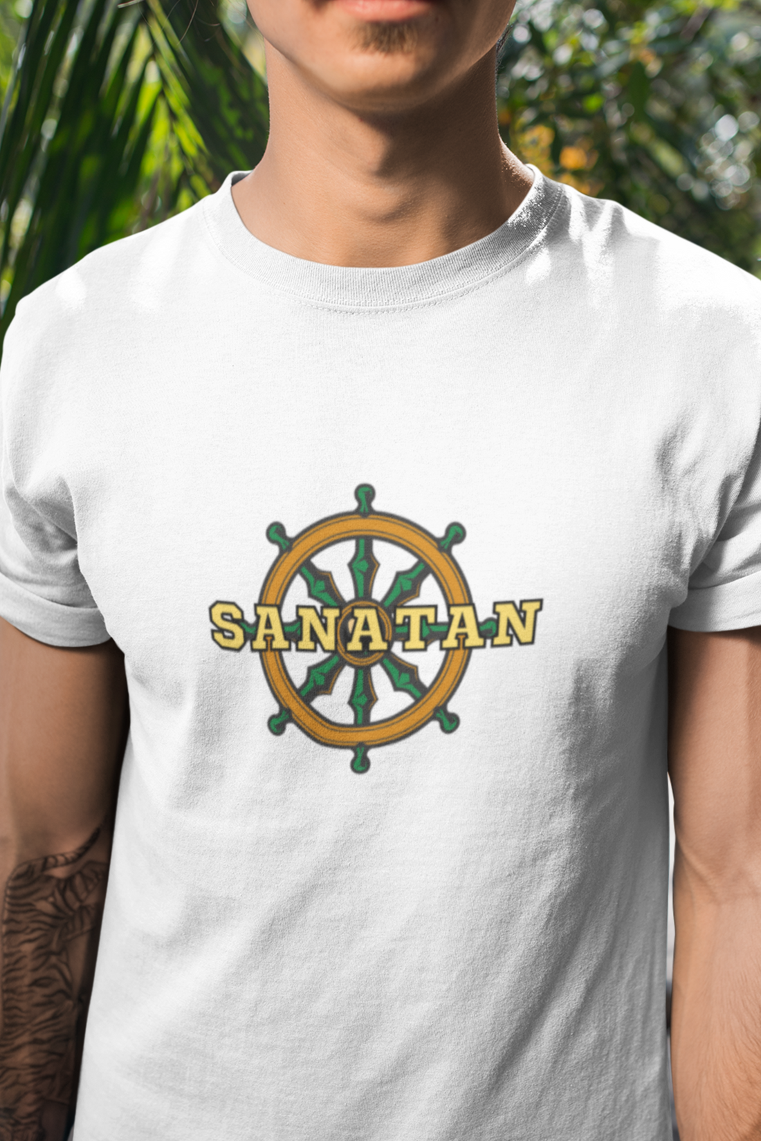 Round Neck Half Sleeves T-Shirt with Sanatan Design