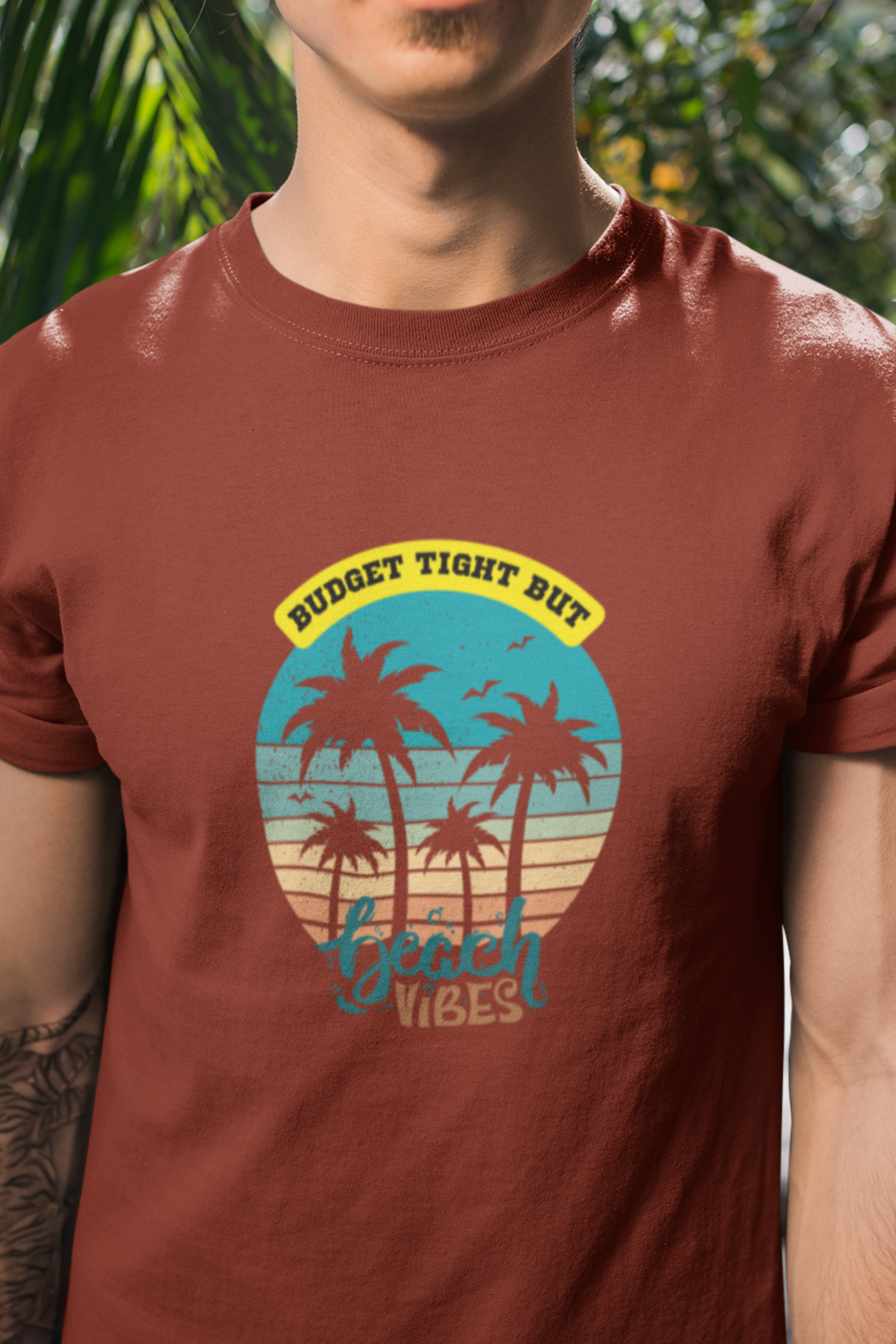 Round neck Half sleeves Tshirt with design of Cool Beach Vibes