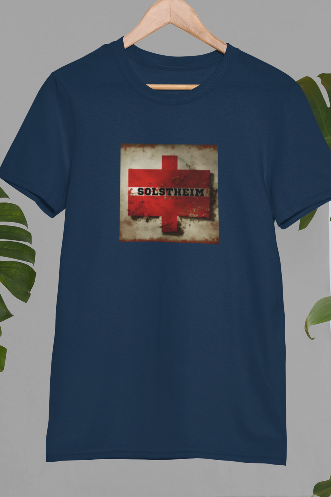 Round neck Half sleeves Tshirt with design of Retro Red Cross Plus