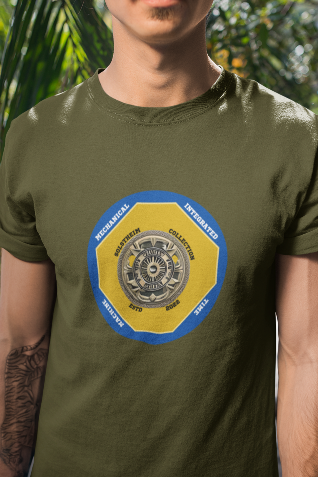 Round Neck Half Sleeves T-Shirt with Solstheim Shield Time Machine