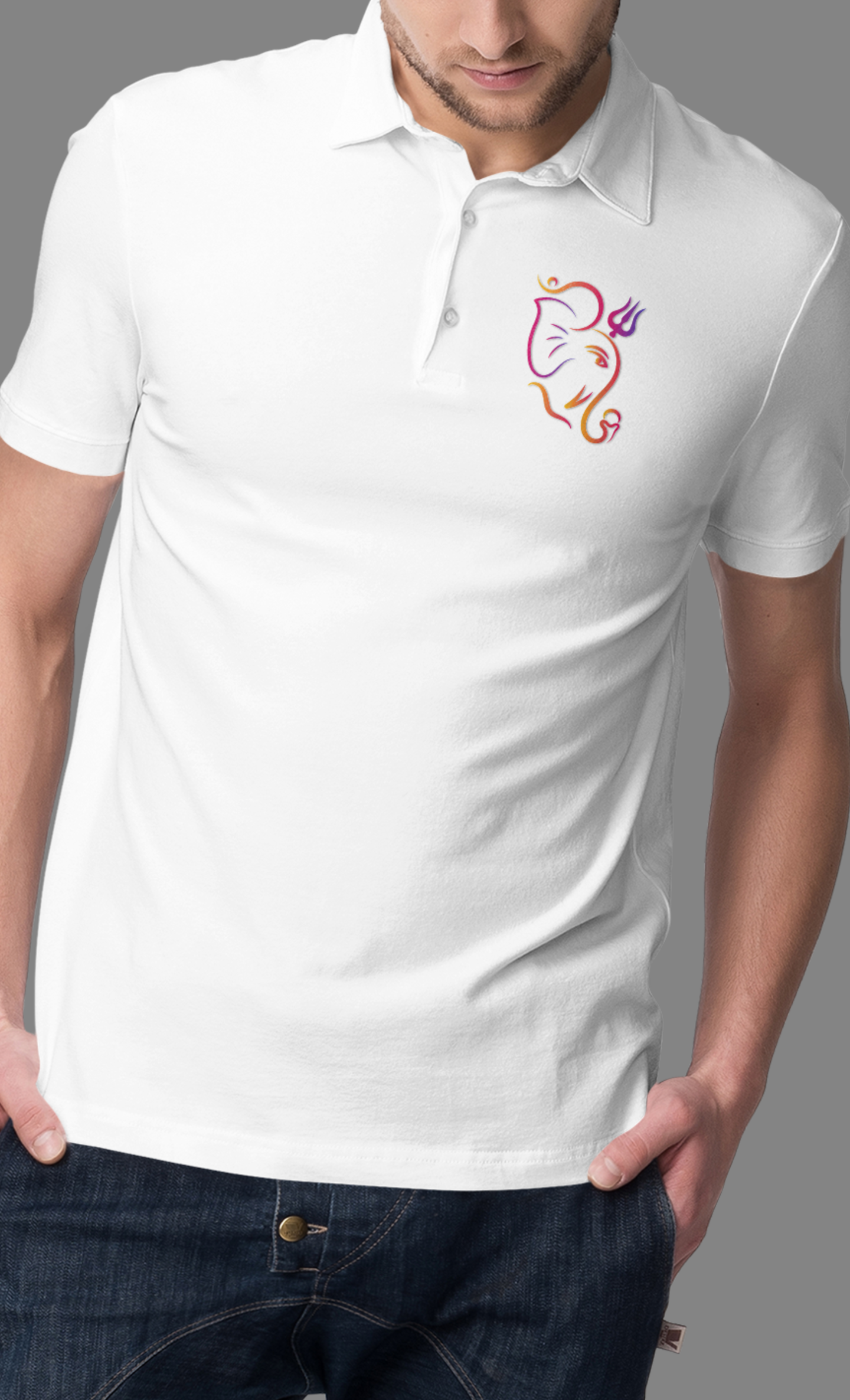 Polo Tshirt with Ganesha Trishul Trident