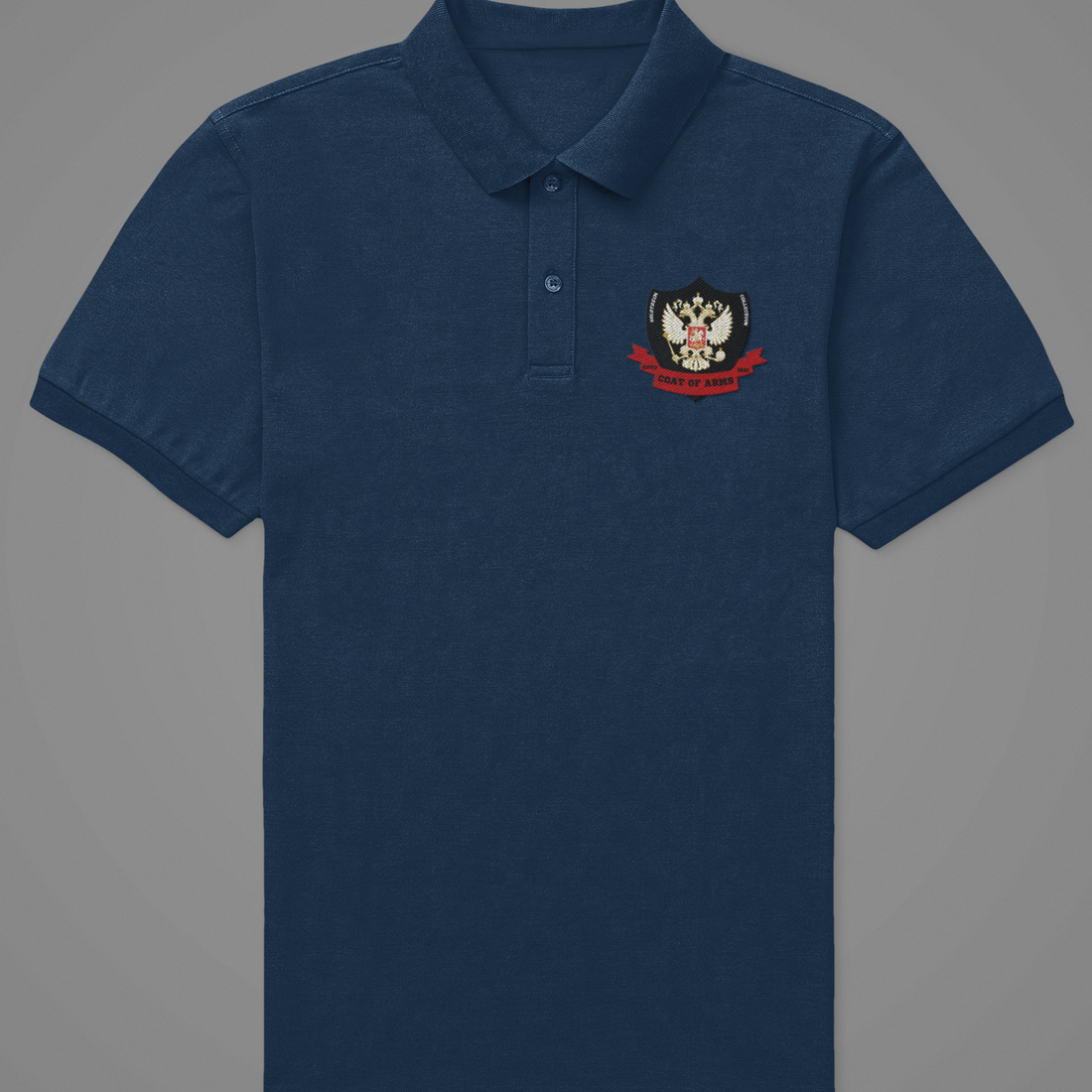 Polo Tshirt with Coat of Arms Black