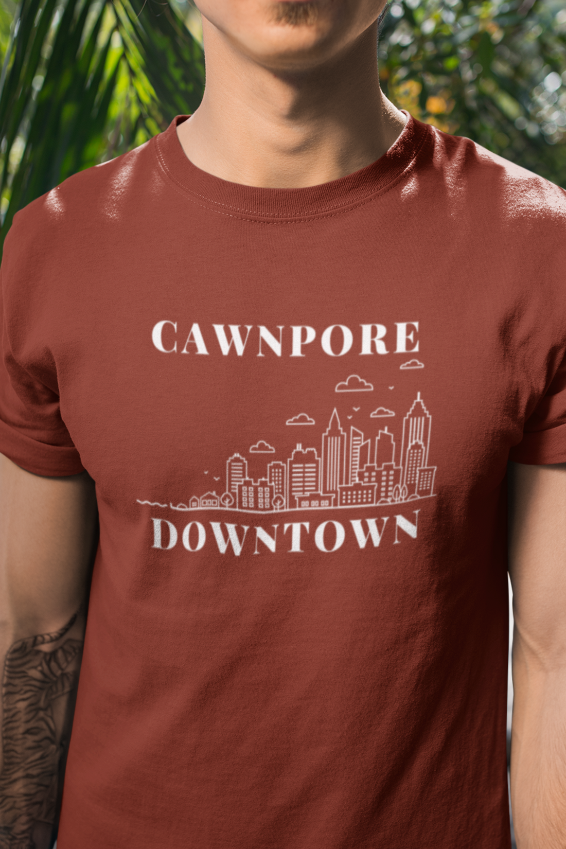 Round neck Half sleeves Tshirt with design of Cawnpore Downtown