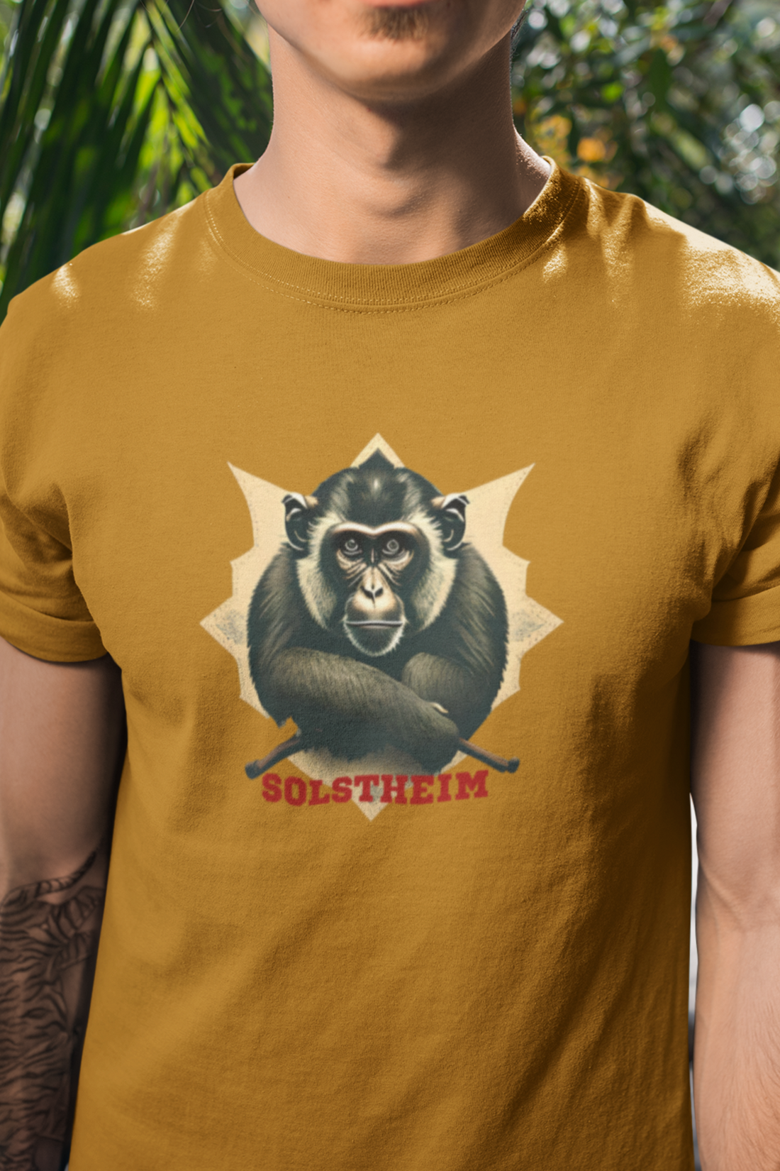 Round Neck Half Sleeves T-Shirt with Gun Monkey