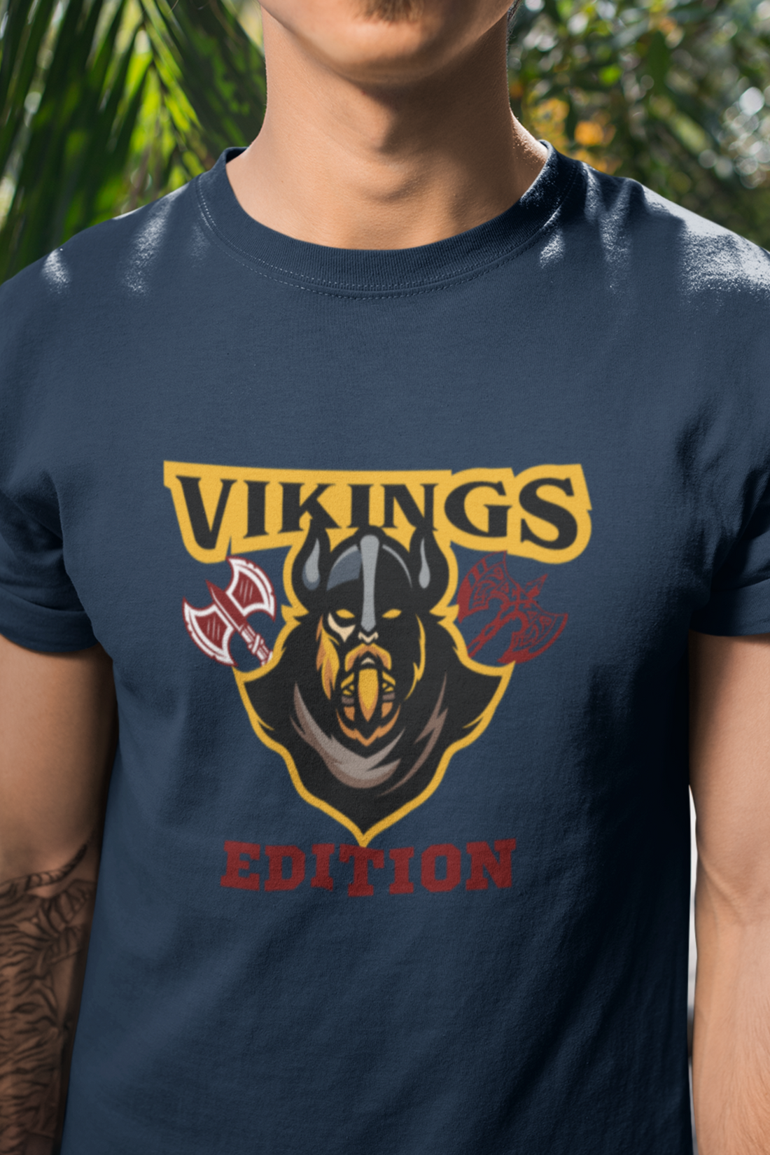 Round neck Half sleeves Tshirt with design with Viking Edition