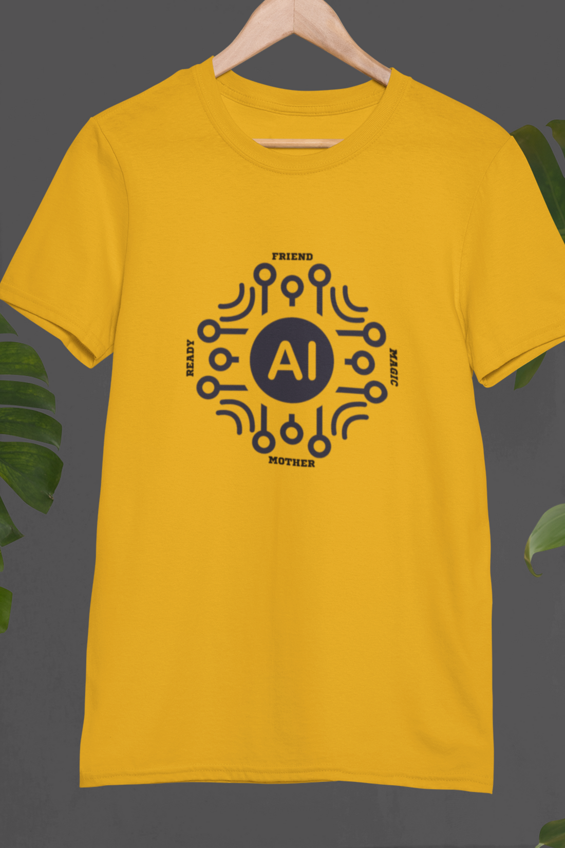 Round neck Half  sleeves Tshirt with AI Indian language connection