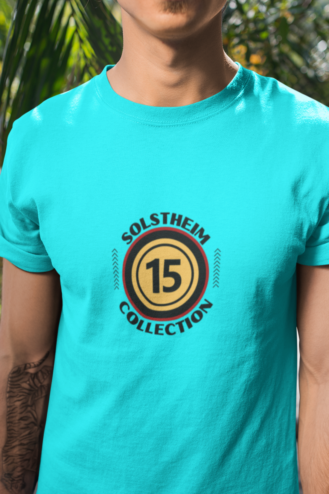 Round Neck Half Sleeves T-Shirt with Number 15 Design