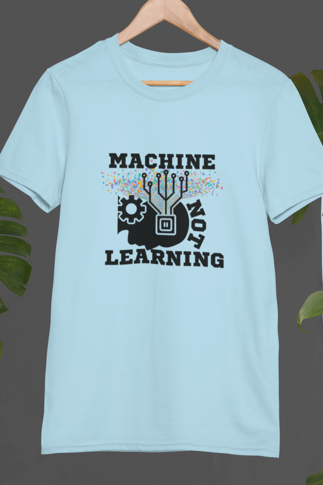 Round neck Half  sleeves Tshirt with Machine Not Learning