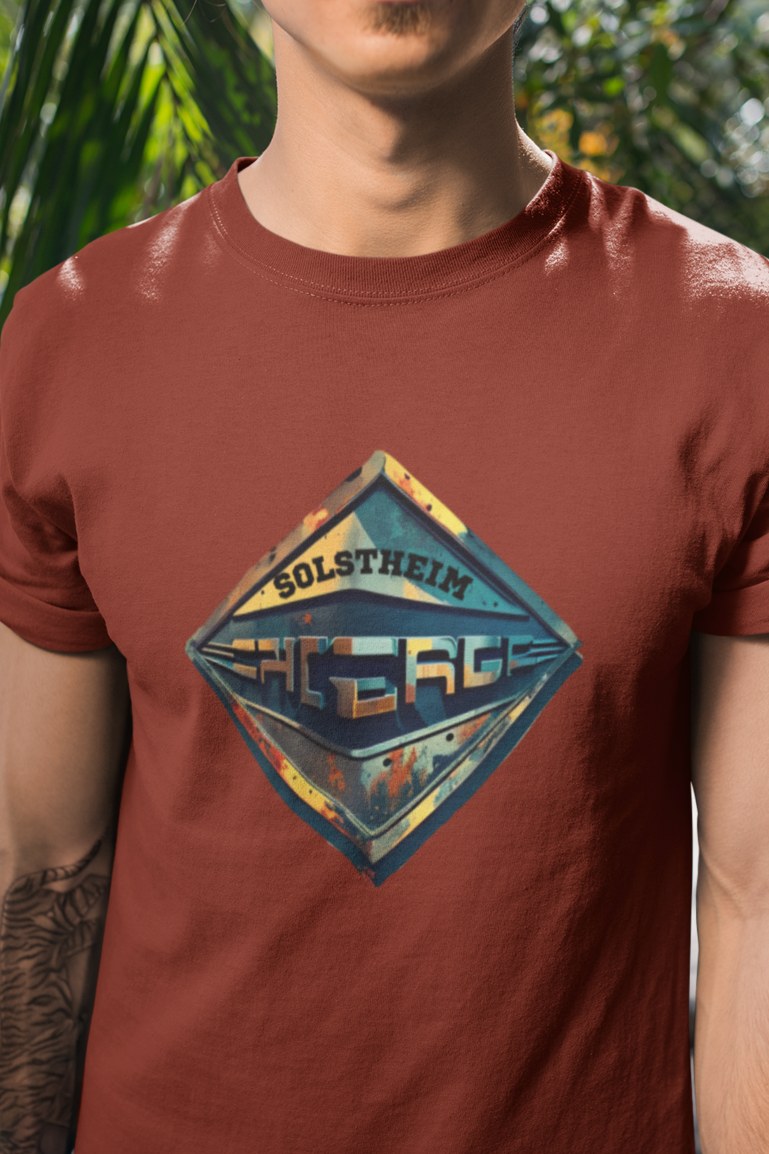 Round neck Half sleeves Tshirt with design of Retro Shield 3D