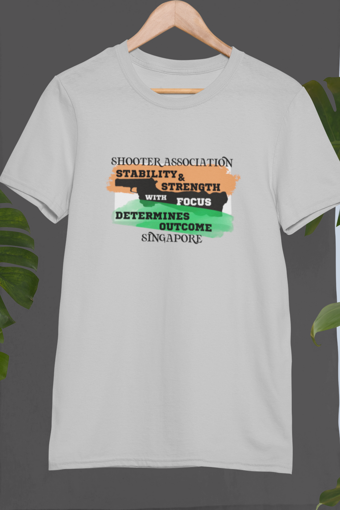 Round neck Half sleeves Tshirt with India Singapore Shooter Association