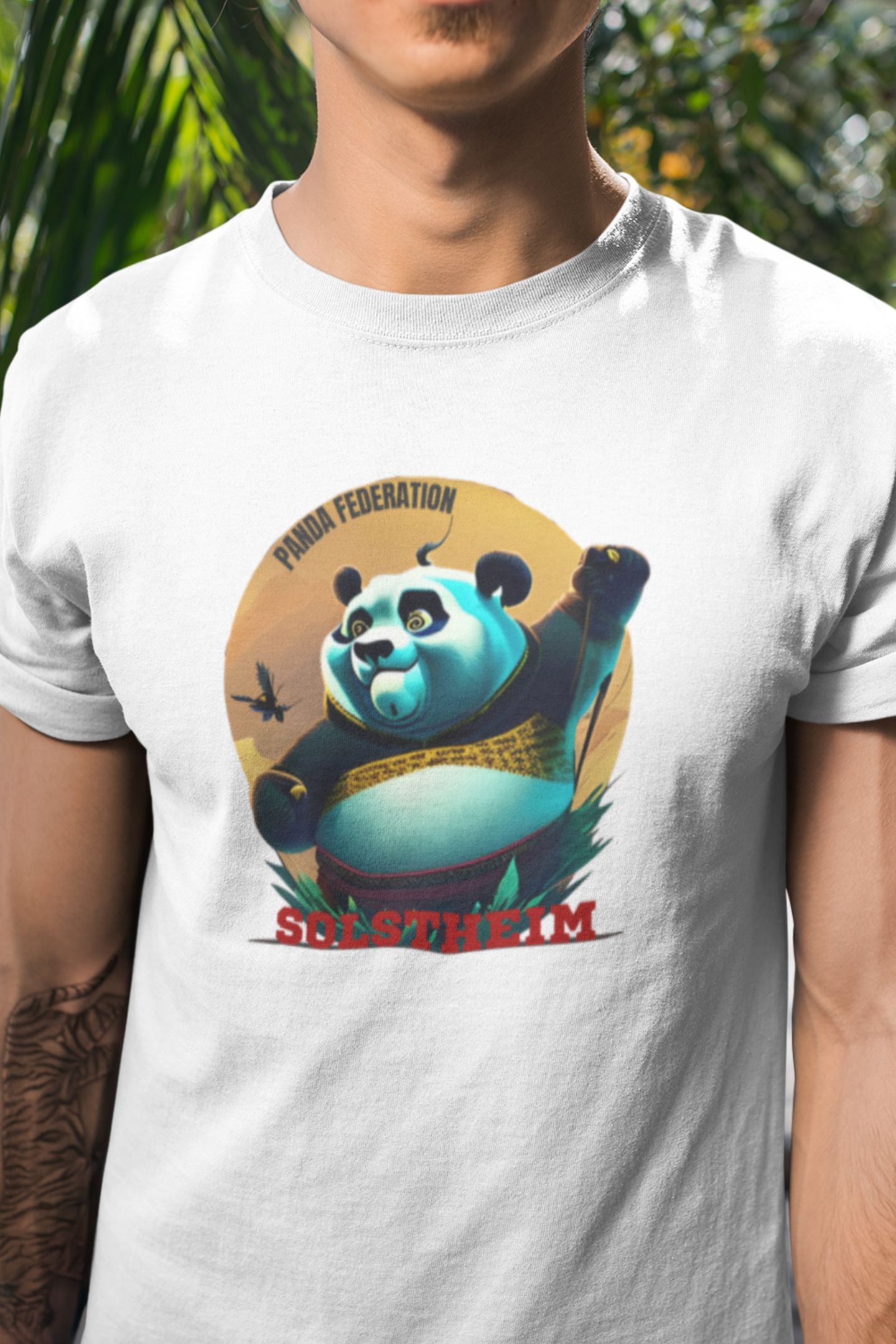 Round Neck Half Sleeves T-Shirt with Panda federation