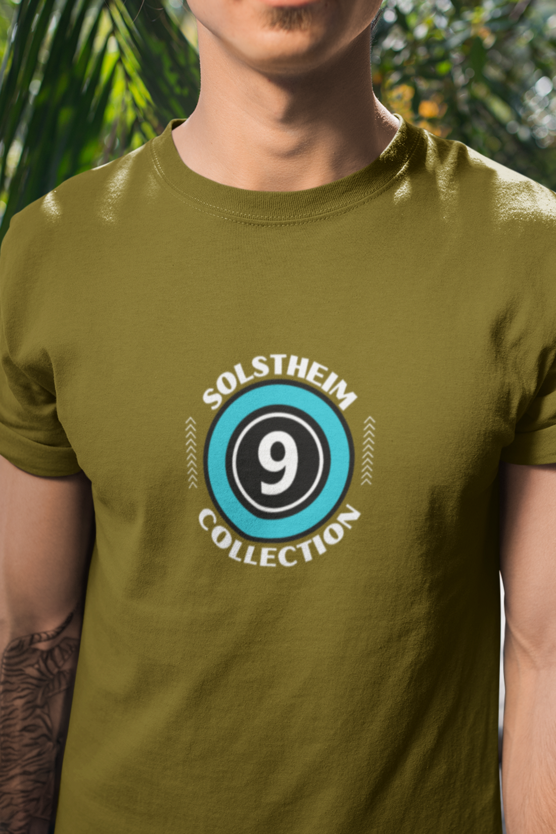 Round Neck Half Sleeves T-Shirt with Number 9 Design