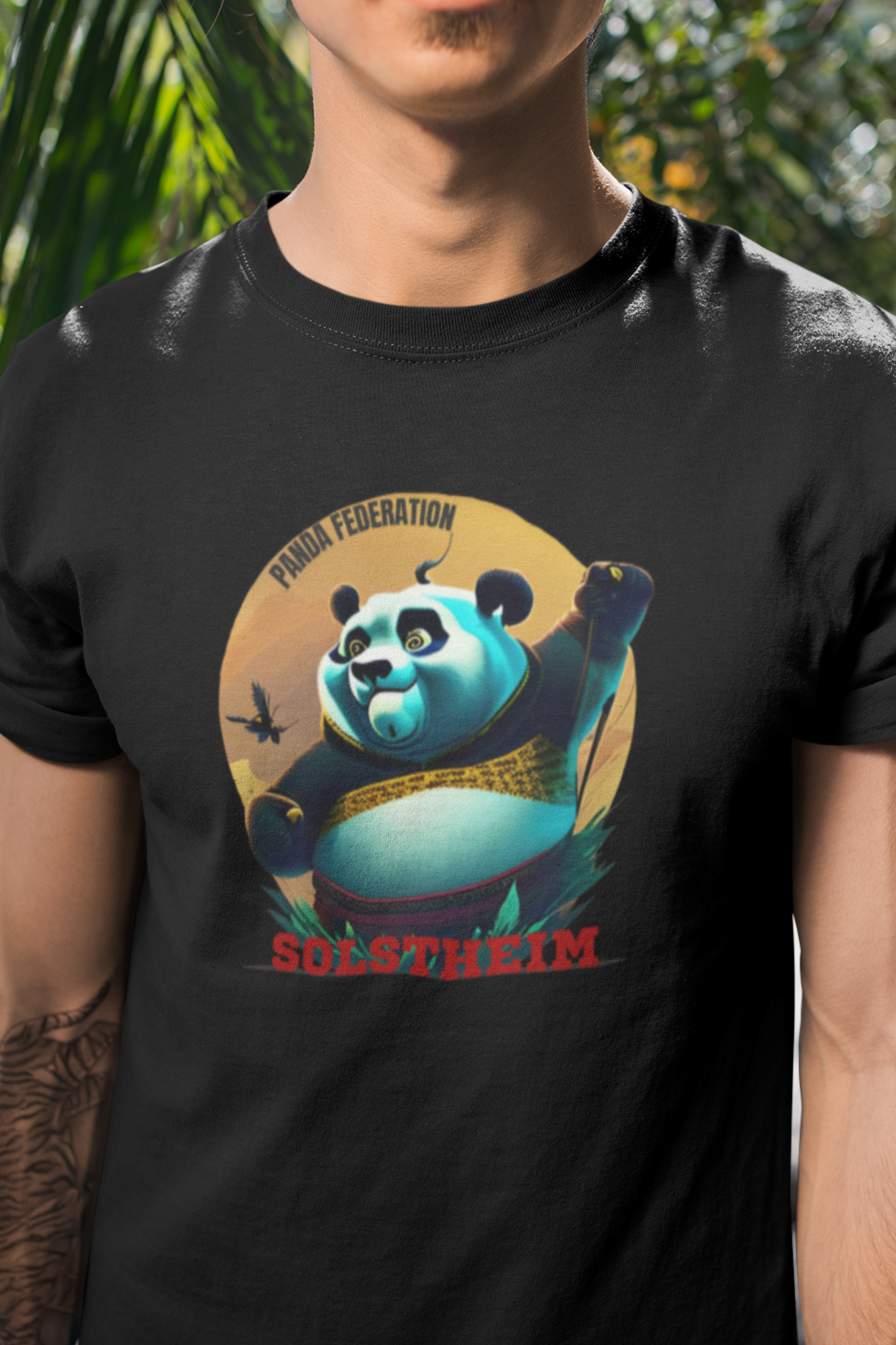 Round Neck Half Sleeves T-Shirt with Panda federation