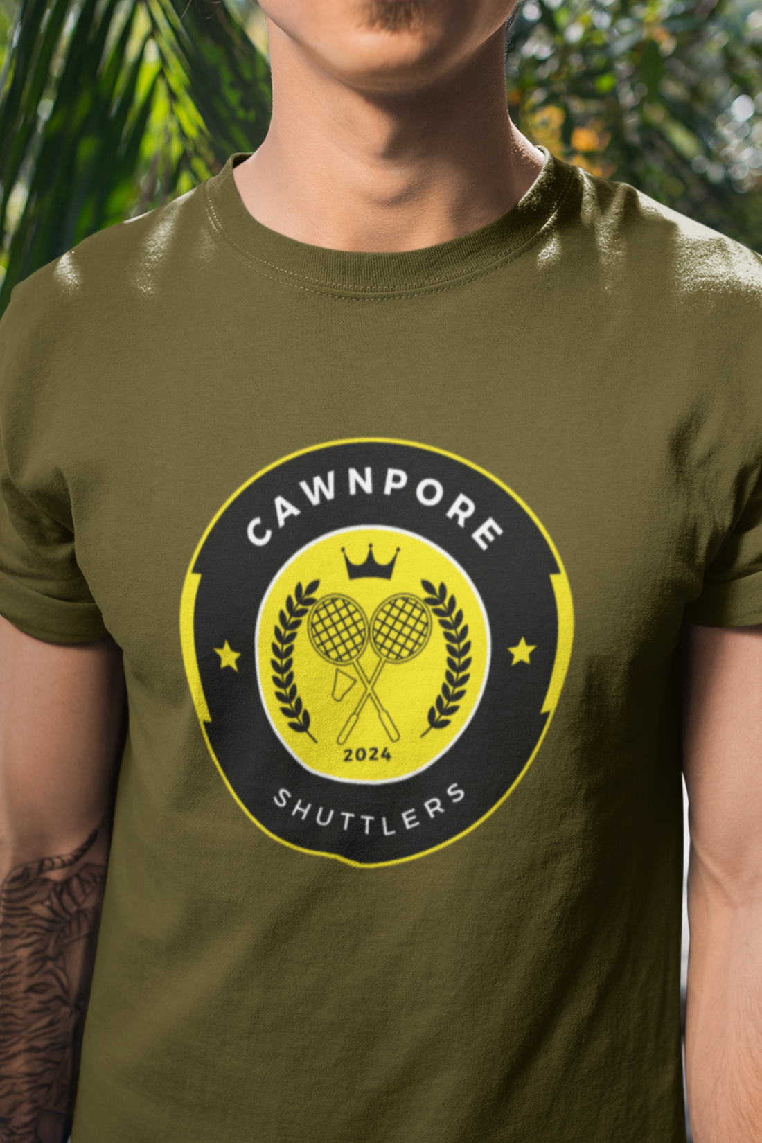 Round neck Half  sleeves Tshirt with Cawnpore Shuttlers design