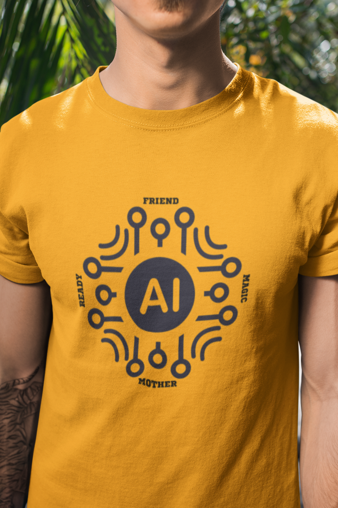 Round neck Half  sleeves Tshirt with AI Indian language connection