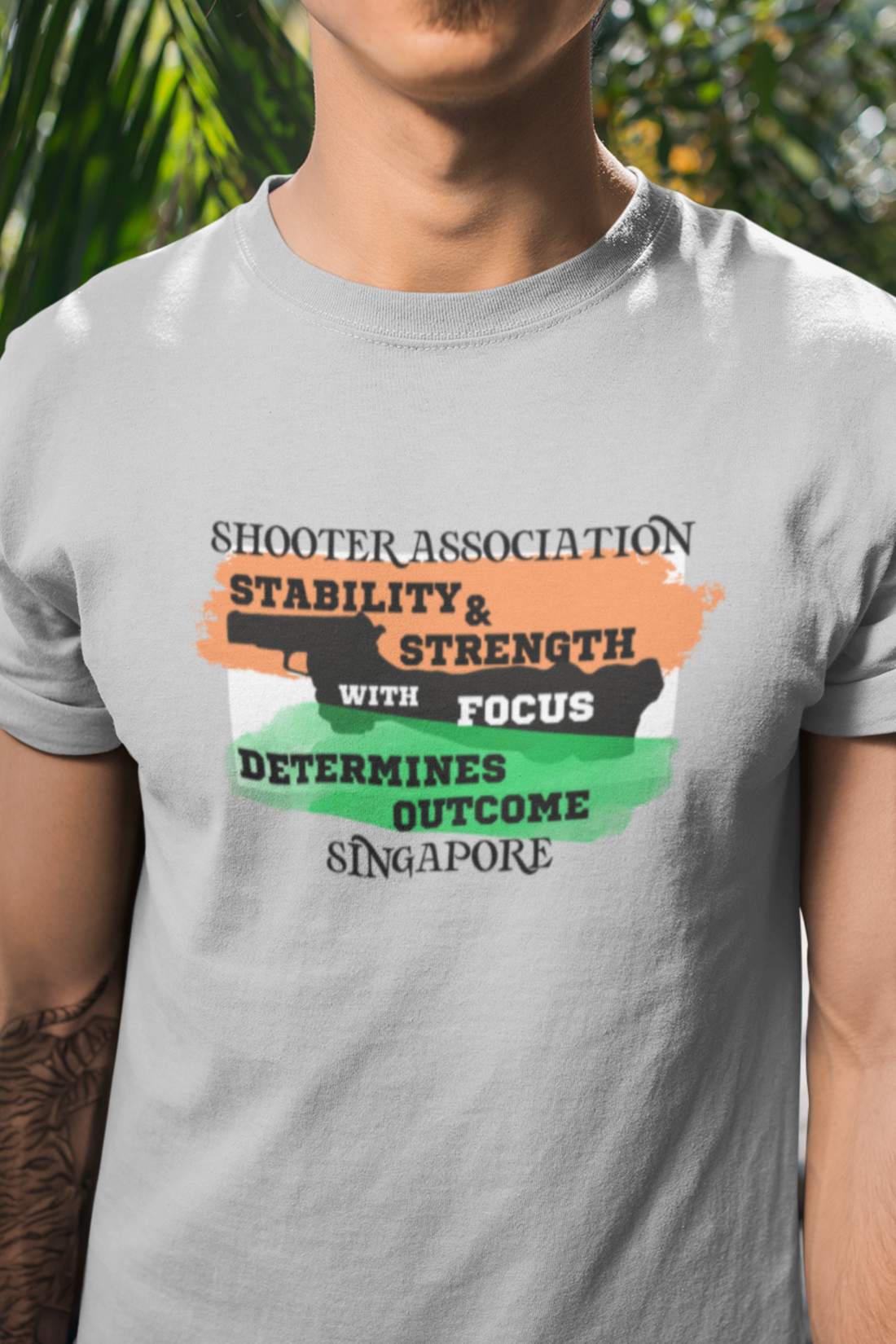 Round neck Half sleeves Tshirt with India Singapore Shooter Association