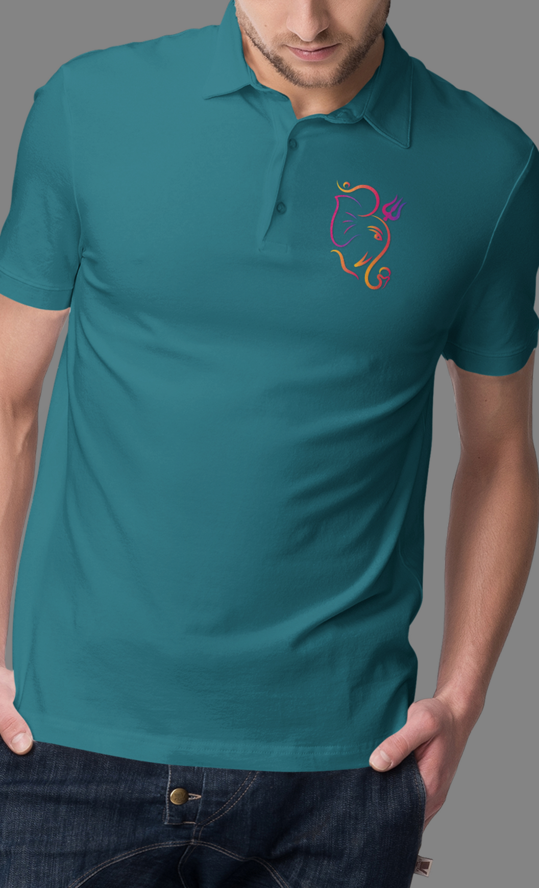 Polo Tshirt with Ganesha Trishul Trident