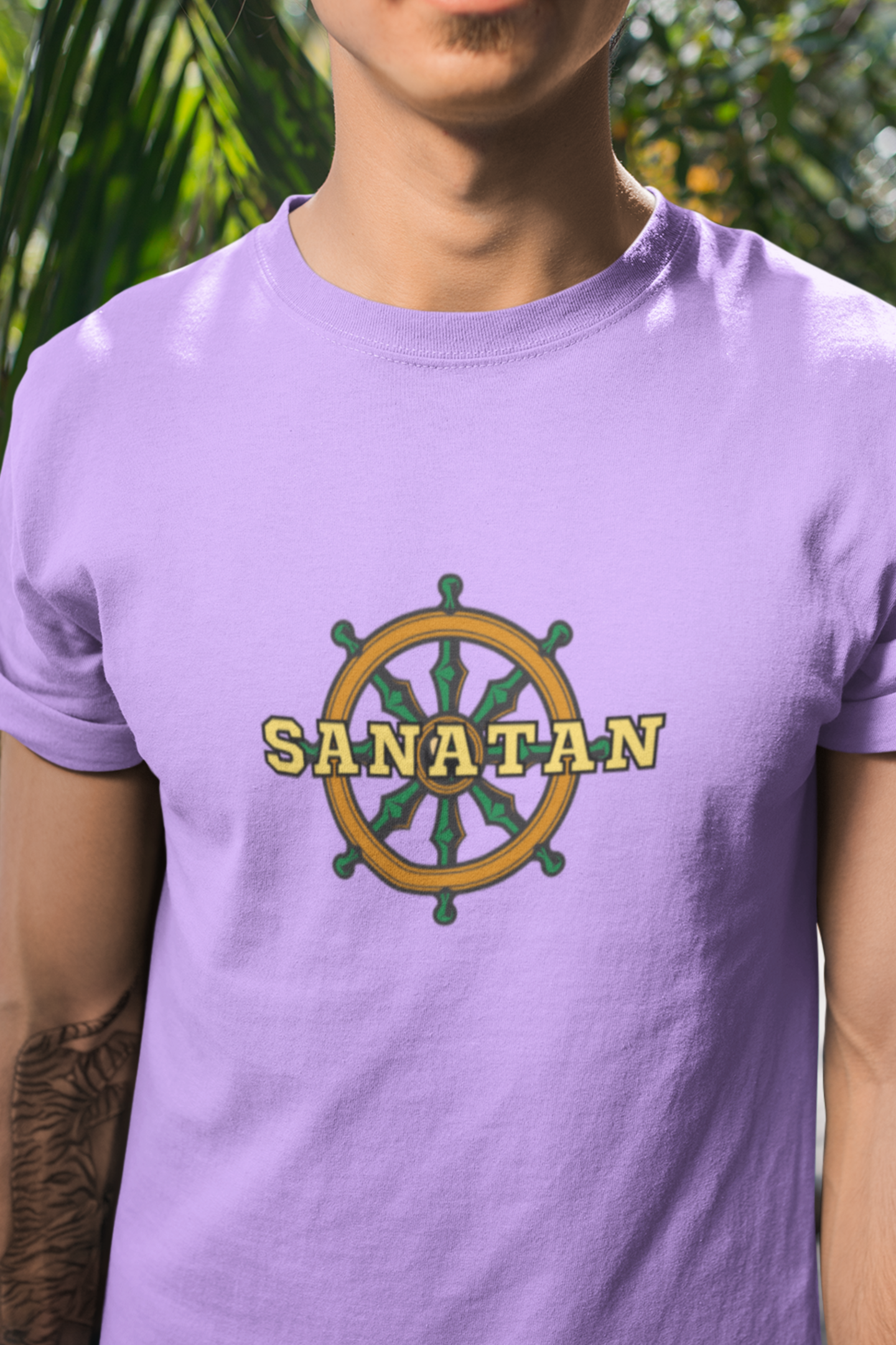 Round Neck Half Sleeves T-Shirt with Sanatan Design