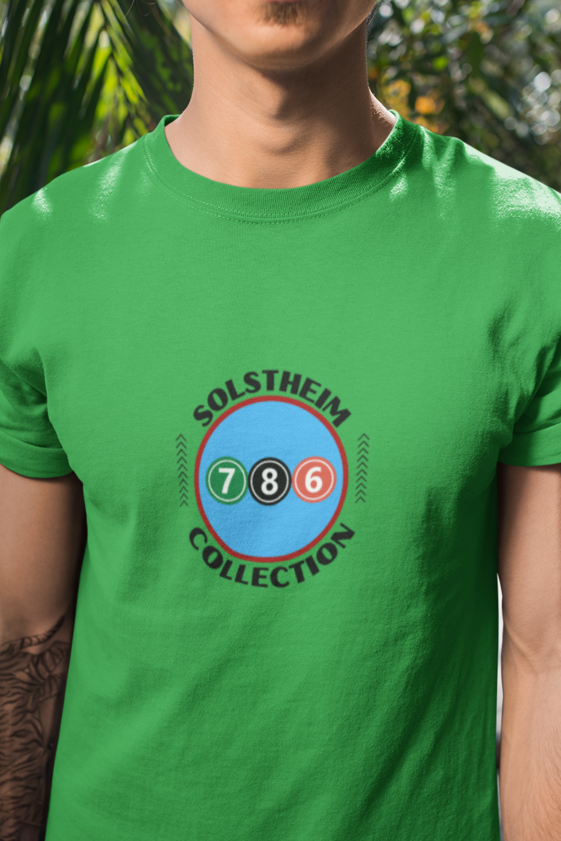 Round Neck Half Sleeves T-Shirt with Number 786 Design