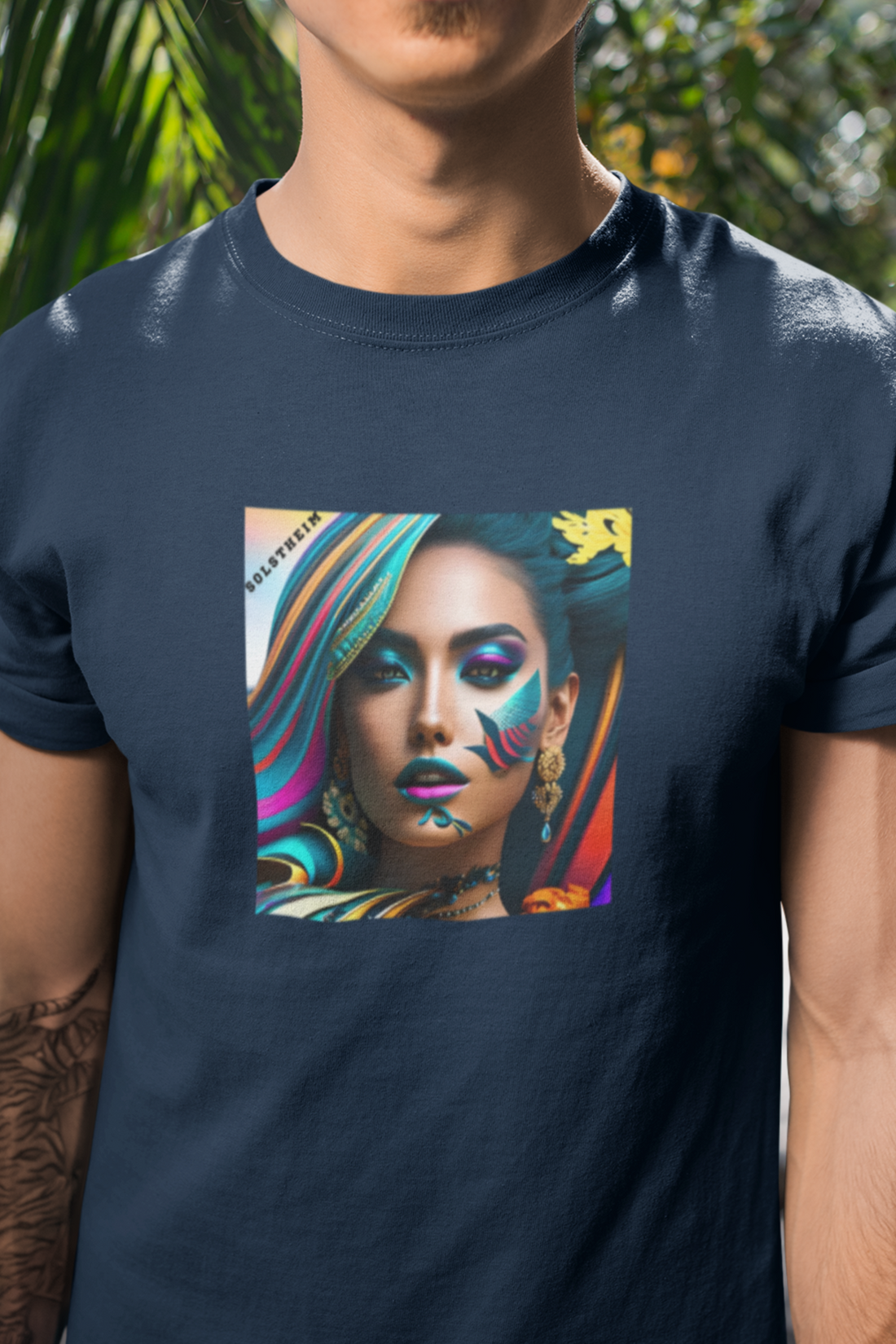 Round neck Half sleeves Tshirt with design of Woman Art