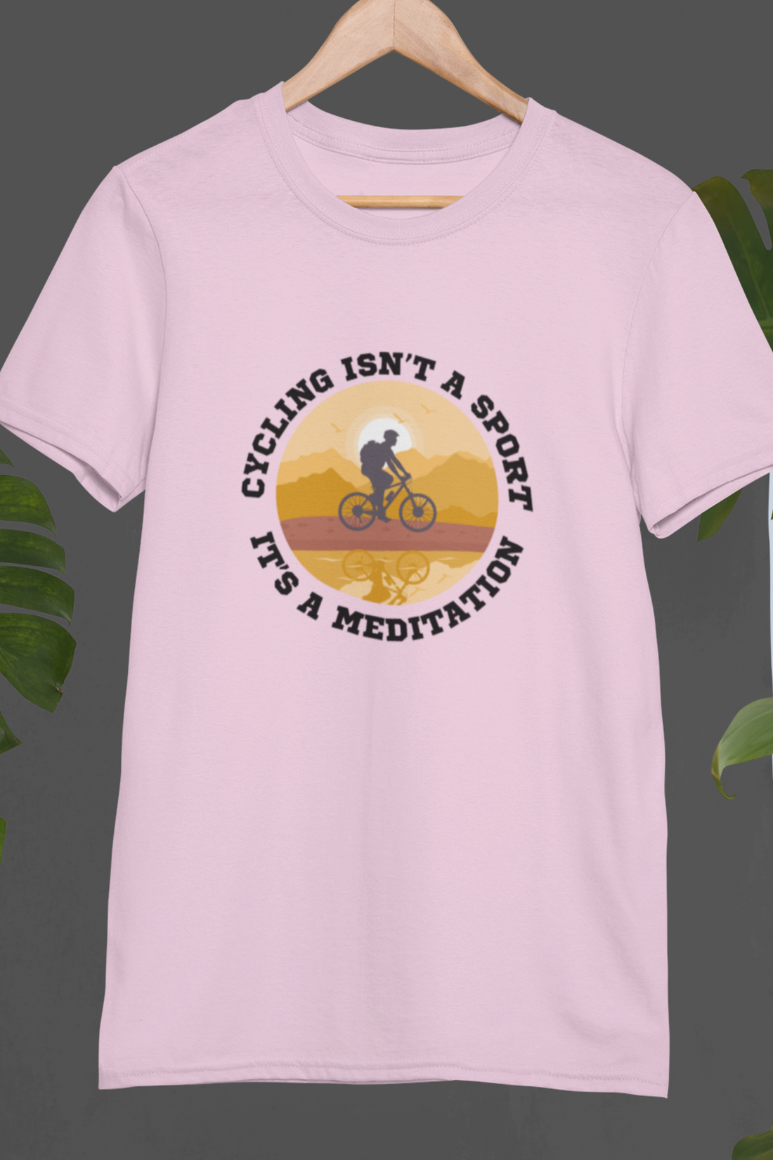 Round neck Half sleeves Tshirt with Cyclist Meditation quote